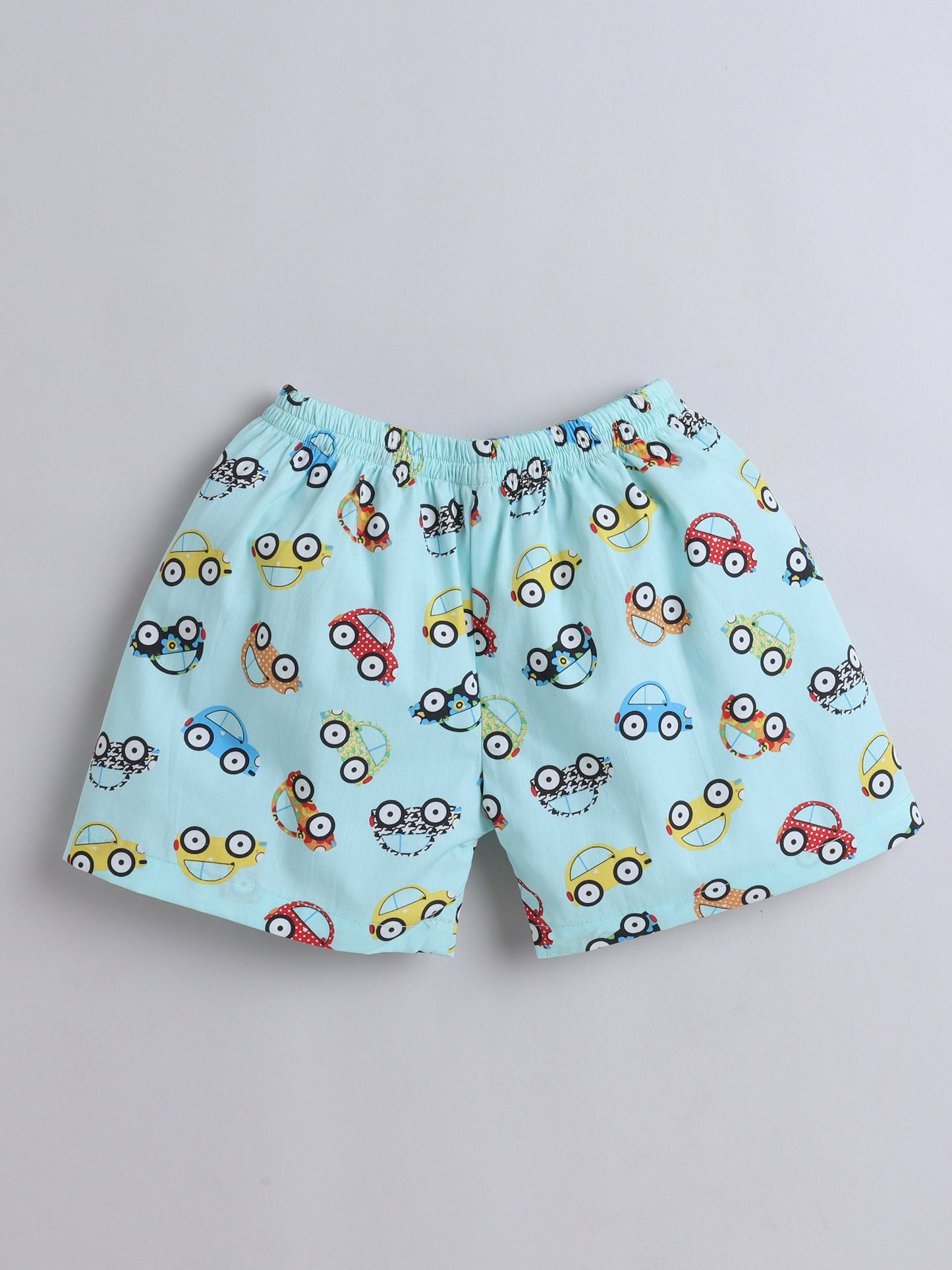 The Magic Wand Cotton Half Sleeve Car Printed Night Suit Set Blue