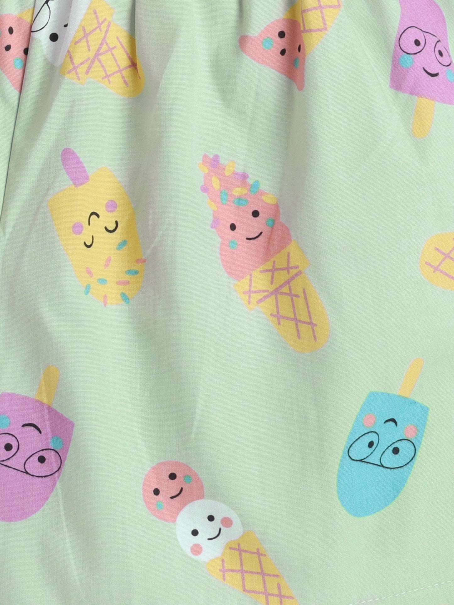 The Magic Wand Cotton Half Sleeve Candy Printed Night Suit Set Green