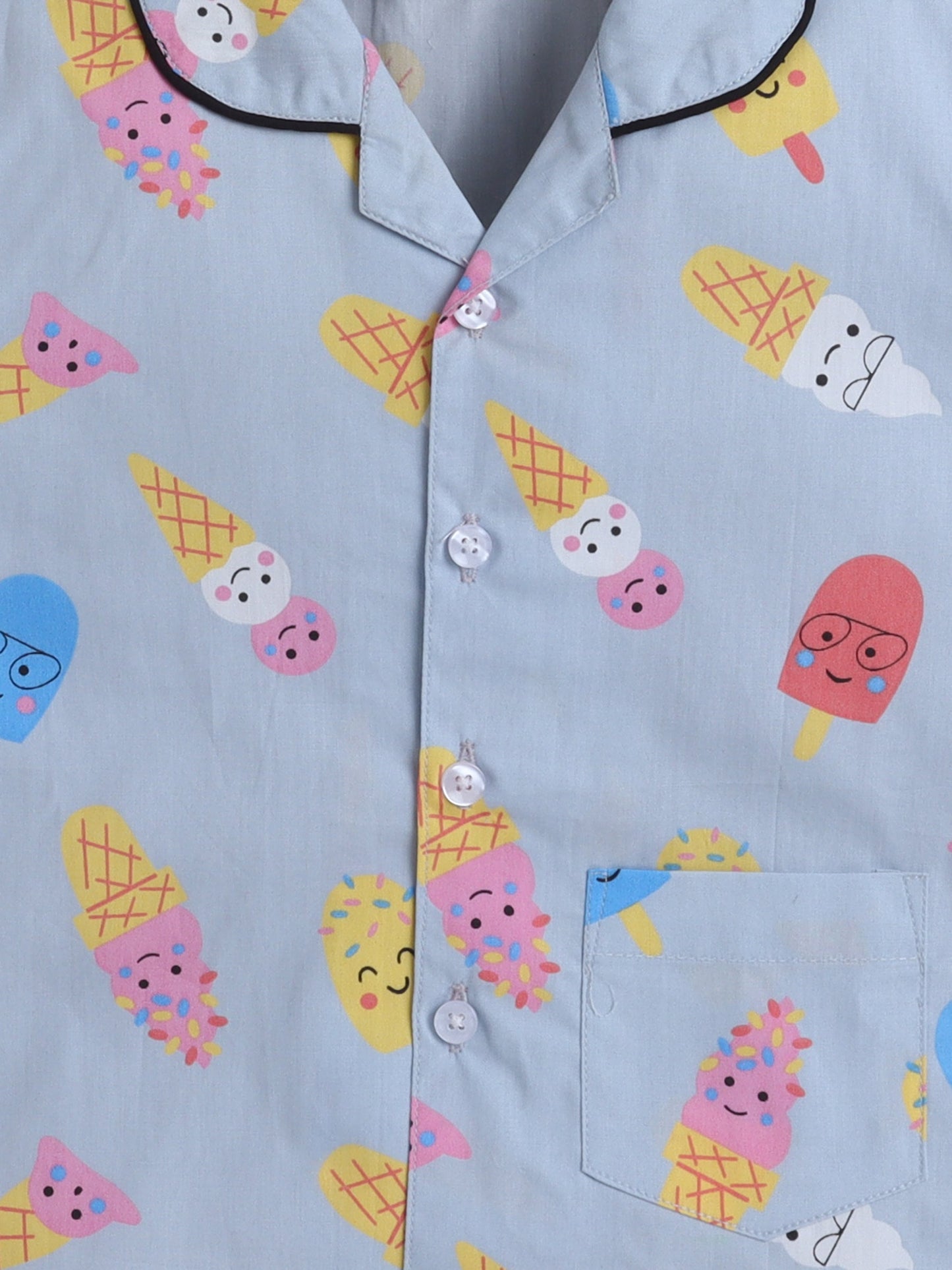 The Magic Wand Cotton Half Sleeve Candy Printed Night Suit Set Grey