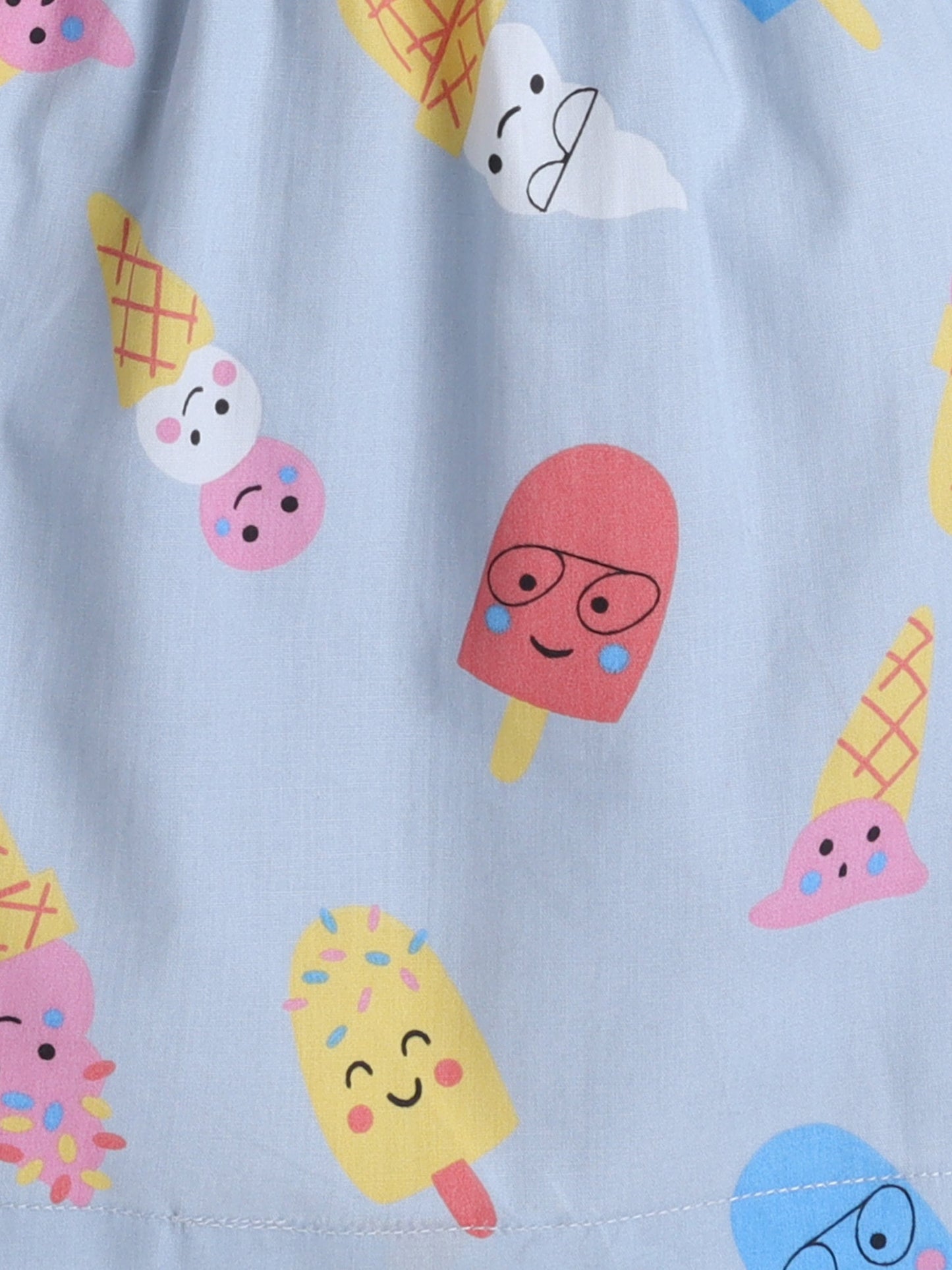 The Magic Wand Cotton Half Sleeve Candy Printed Night Suit Set Grey