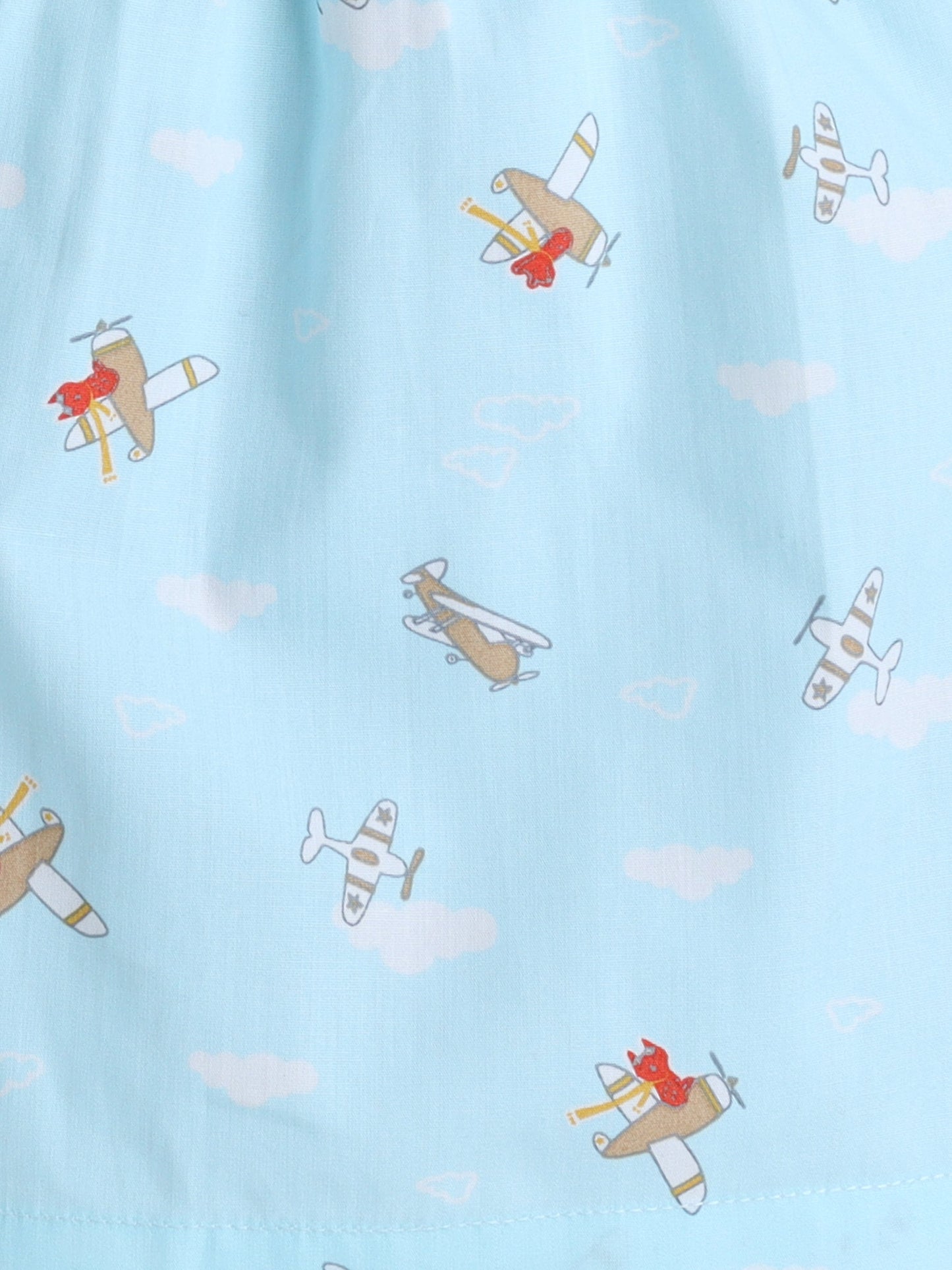 The Magic Wand Cotton Half Sleeve Airplane Printed Night Suit Set Blue