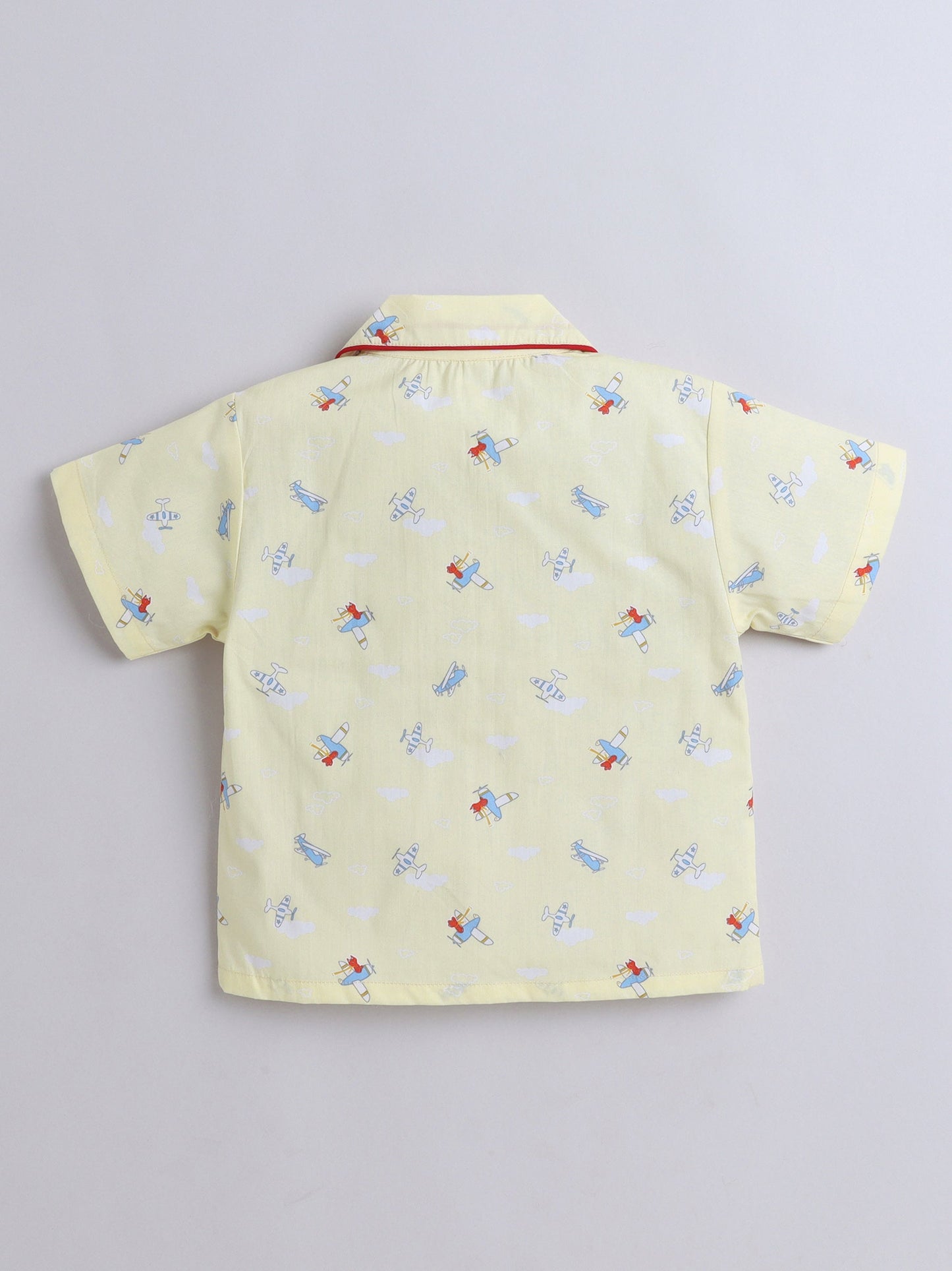 The Magic Wand Cotton Half Sleeve Airplane Printed Night Suit Set Yellow