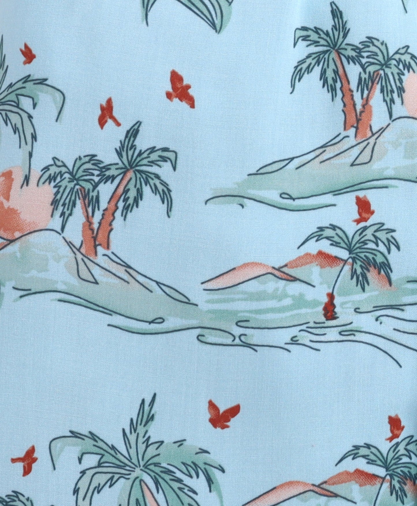 The Magic Wand Poplin Cotton Half Sleeves Beach Printed Night Suit Set- Blue