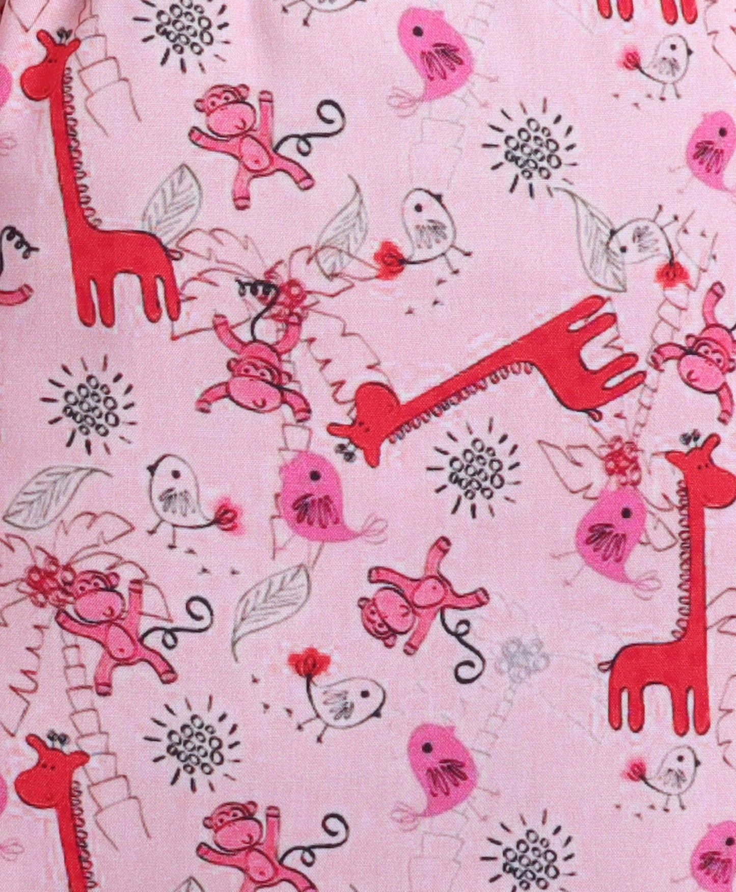The Magic Wand Poplin Cotton Half Sleeves Animal Printed Night Suit Set- Pink