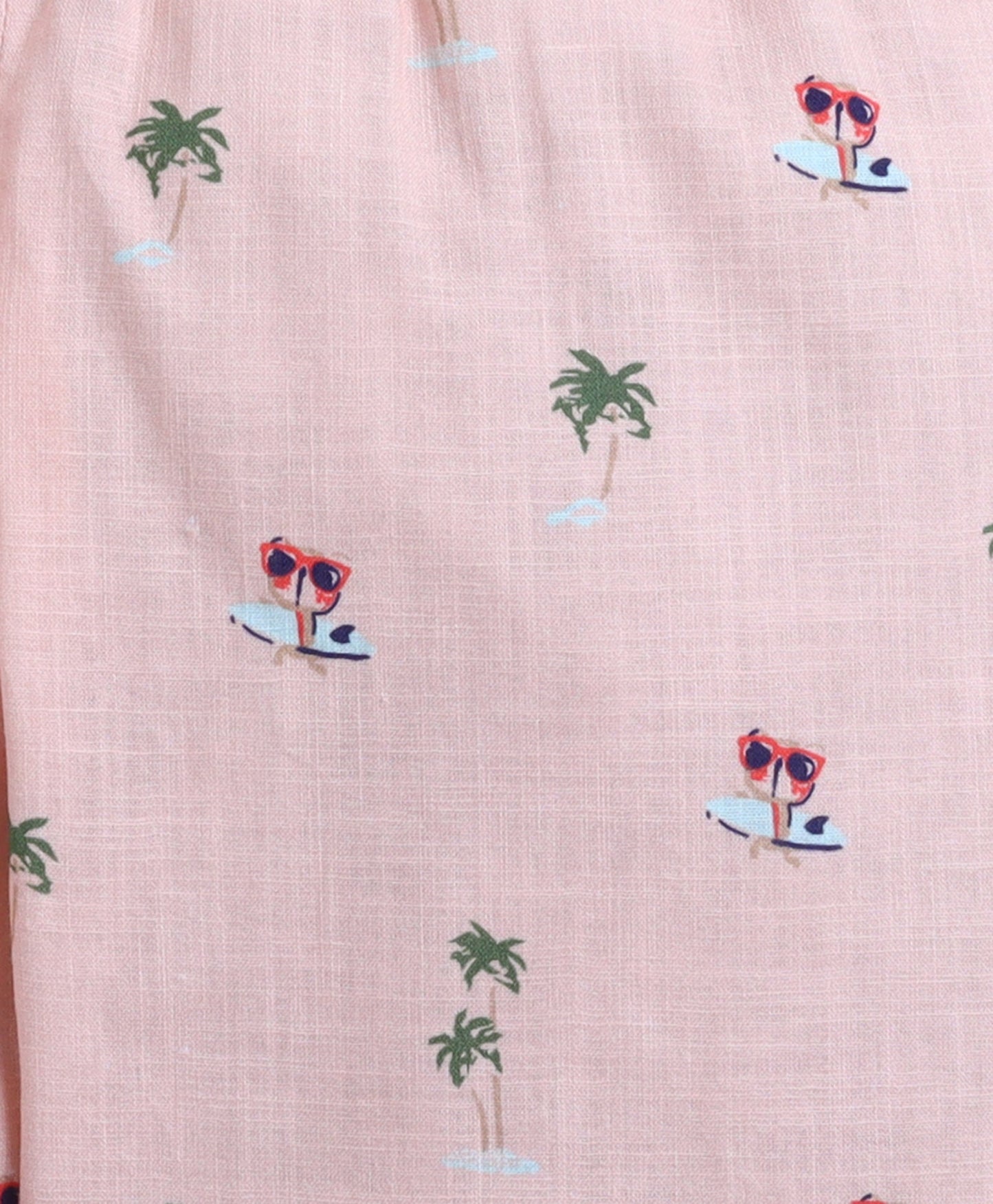 The Magic Wand Poplin Cotton Half Sleeves AII Palm Tree Printed Night Suit Set- Peach