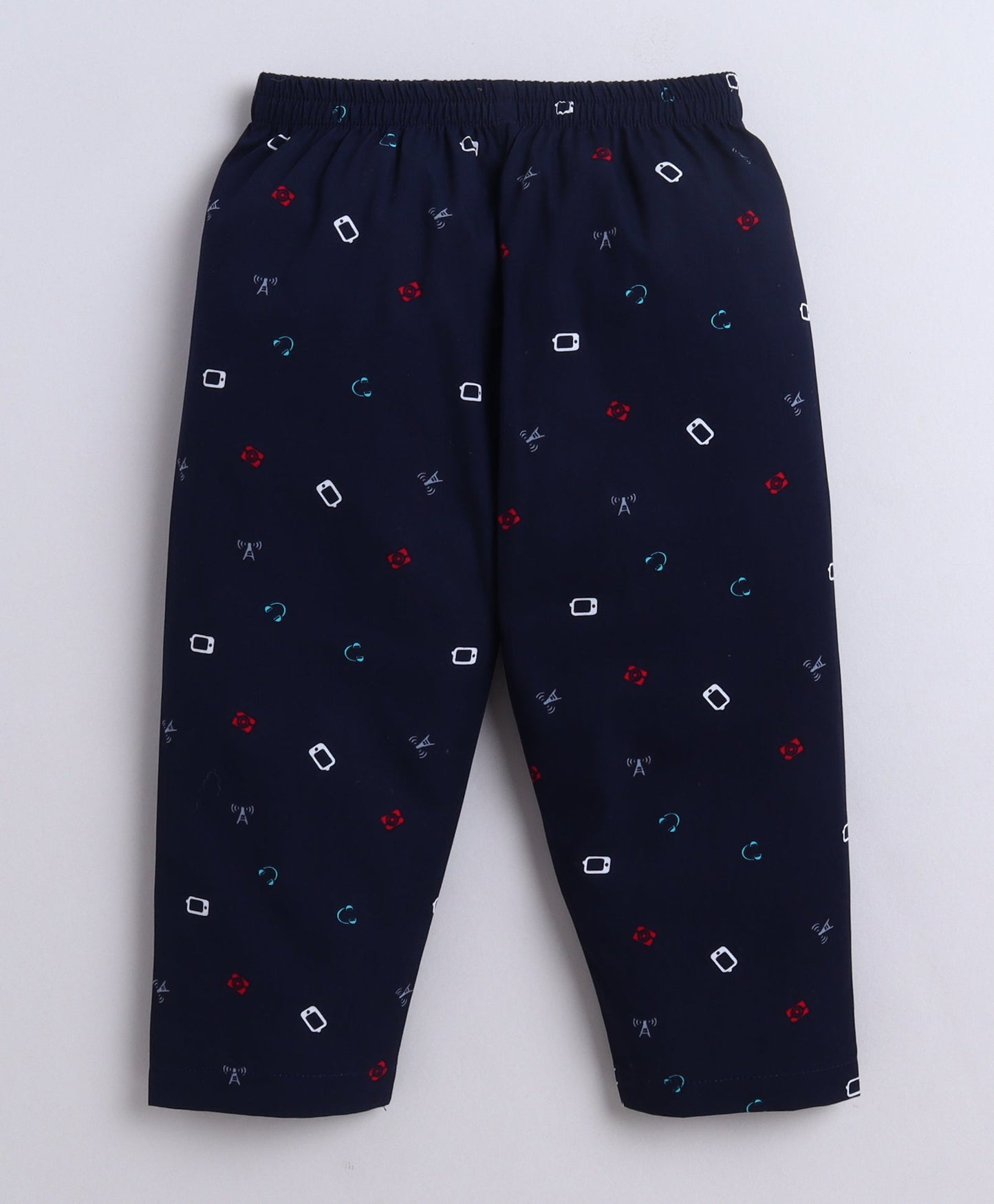 The Magic Wand Poplin Cotton Half Sleeves AII Over Printed Night Suit Set- Navy Blue