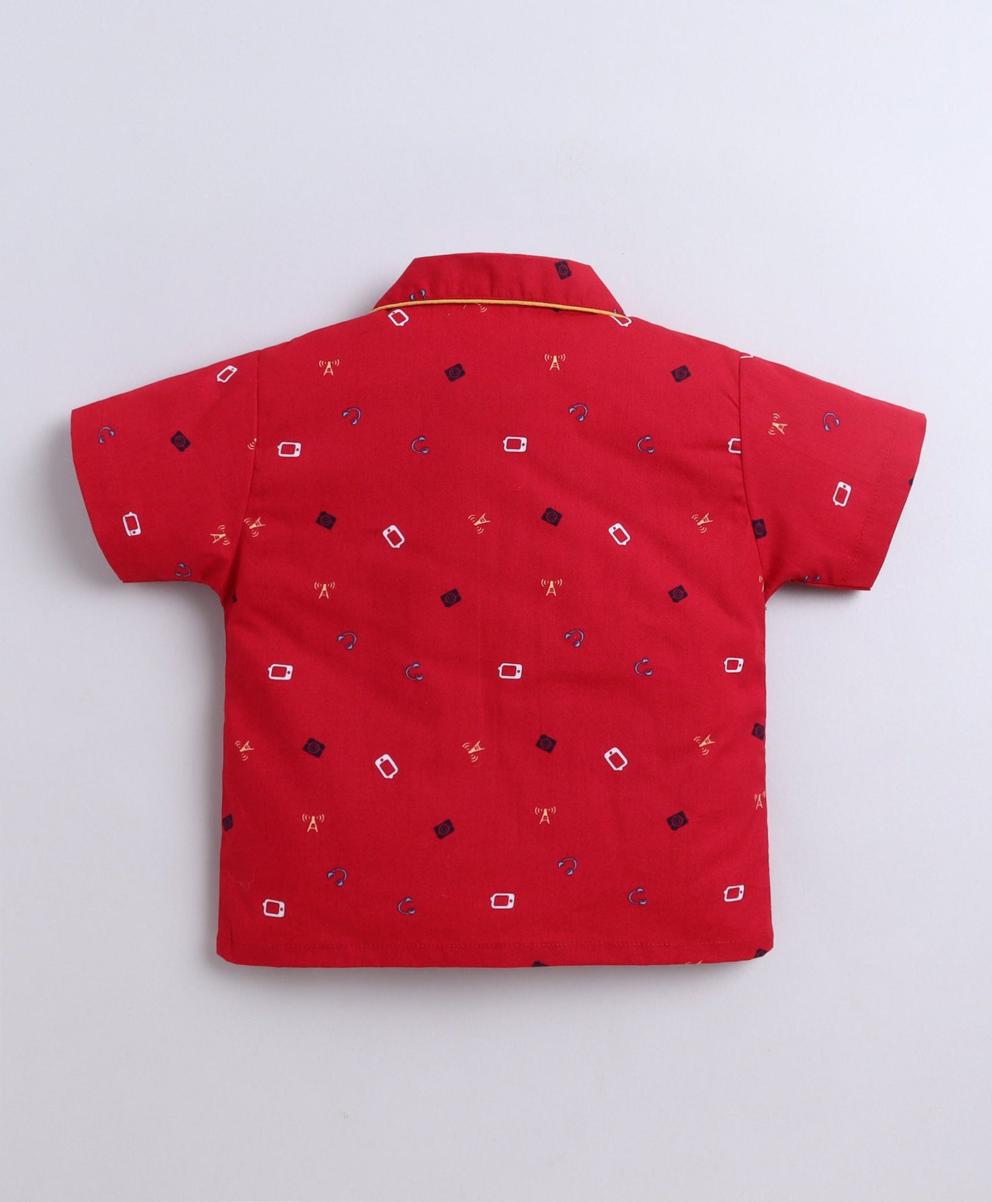 The Magic Wand Poplin Cotton Half Sleeves AII Over Printed Night Suit Set- Maroon