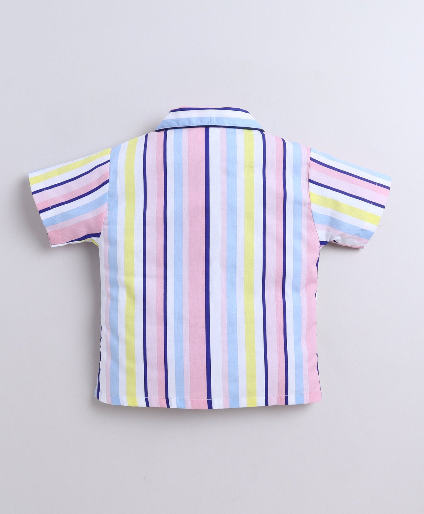 The Magic Wand Poplin Cotton Half Sleeves Stripe Printed Night Suit Set- Multi