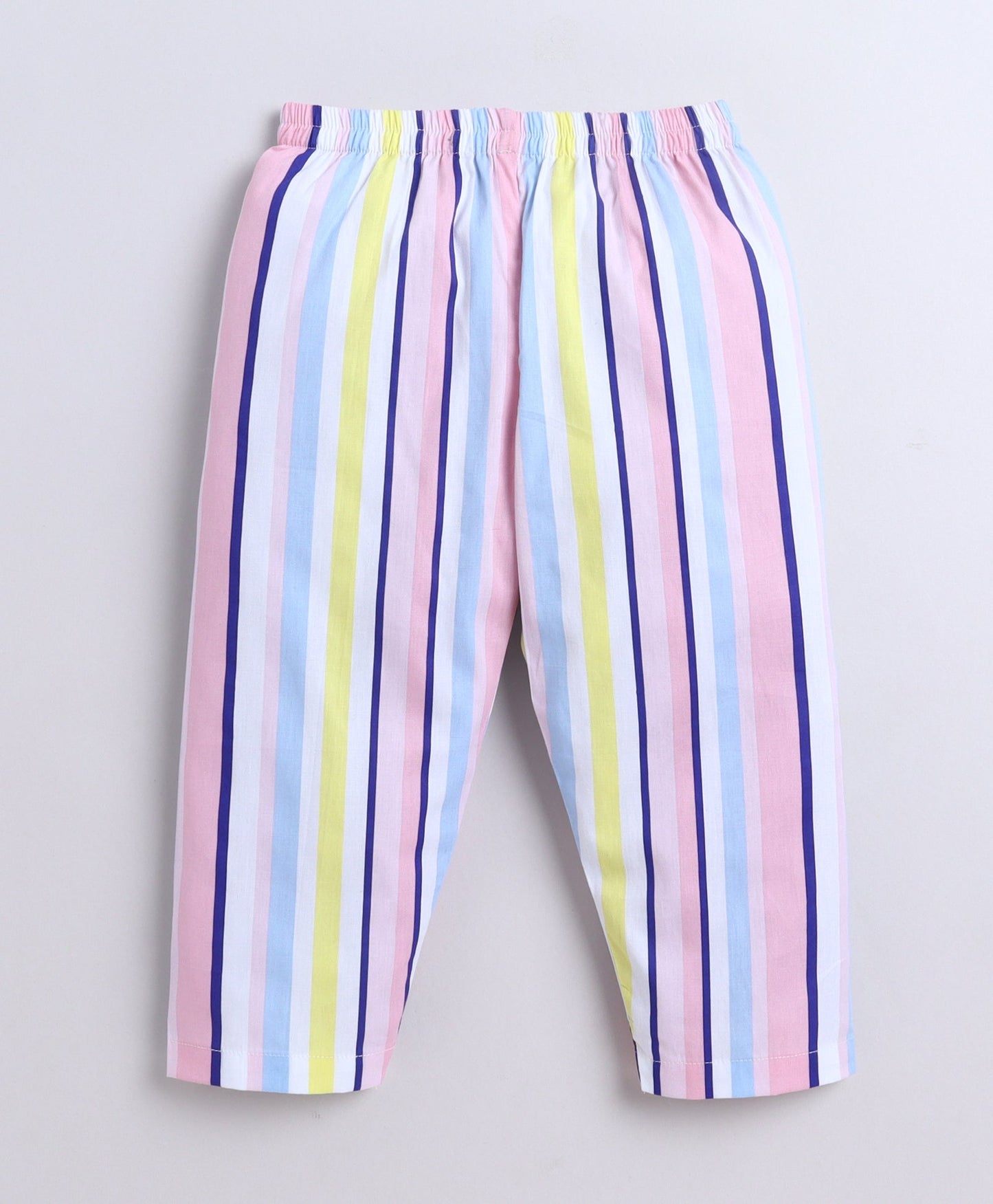 The Magic Wand Poplin Cotton Half Sleeves Stripe Printed Night Suit Set- Multi
