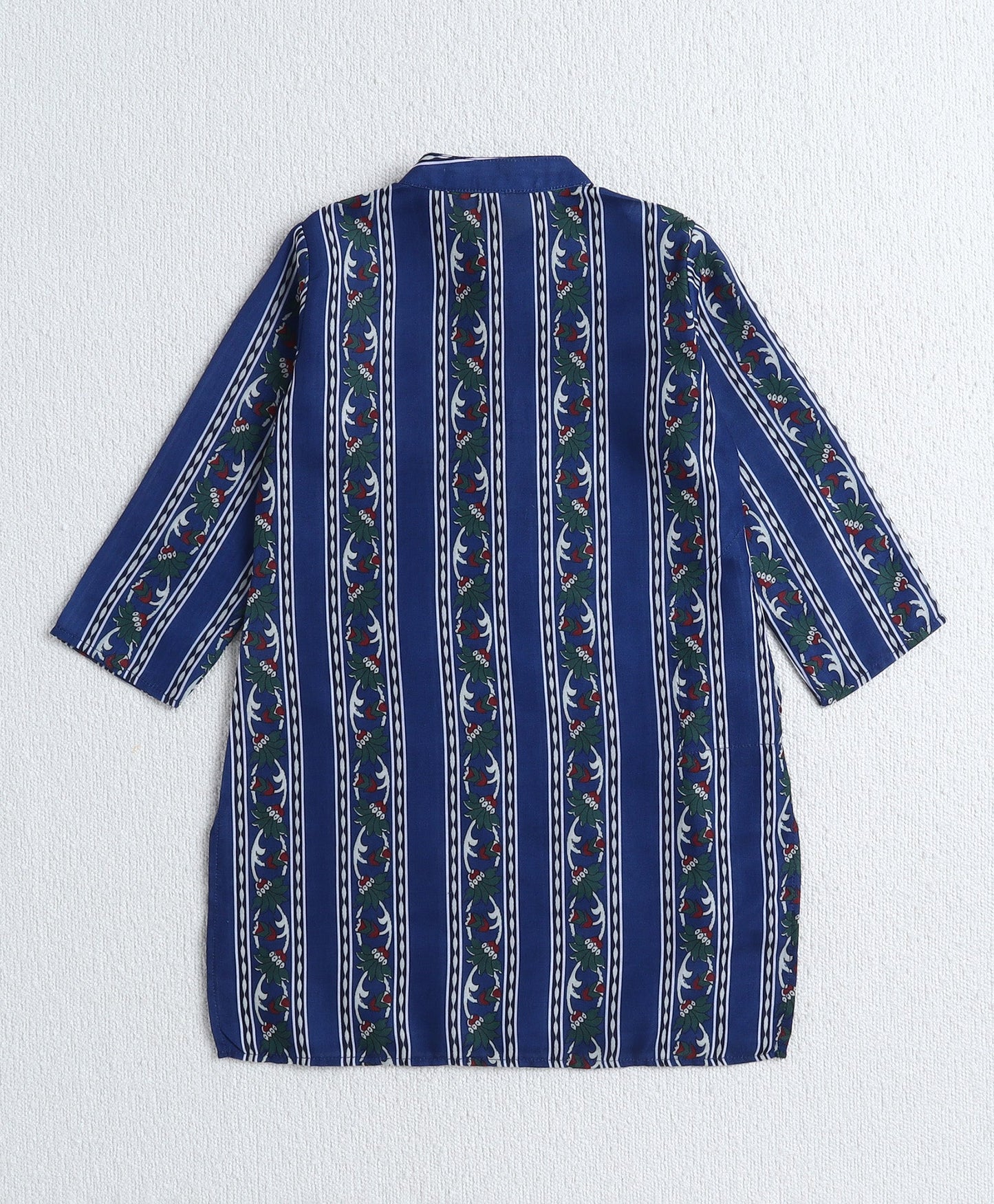 The Magic Wand Woven Digital Printed Full Sleeves Kurta and Pyjama Set- Navy Blue