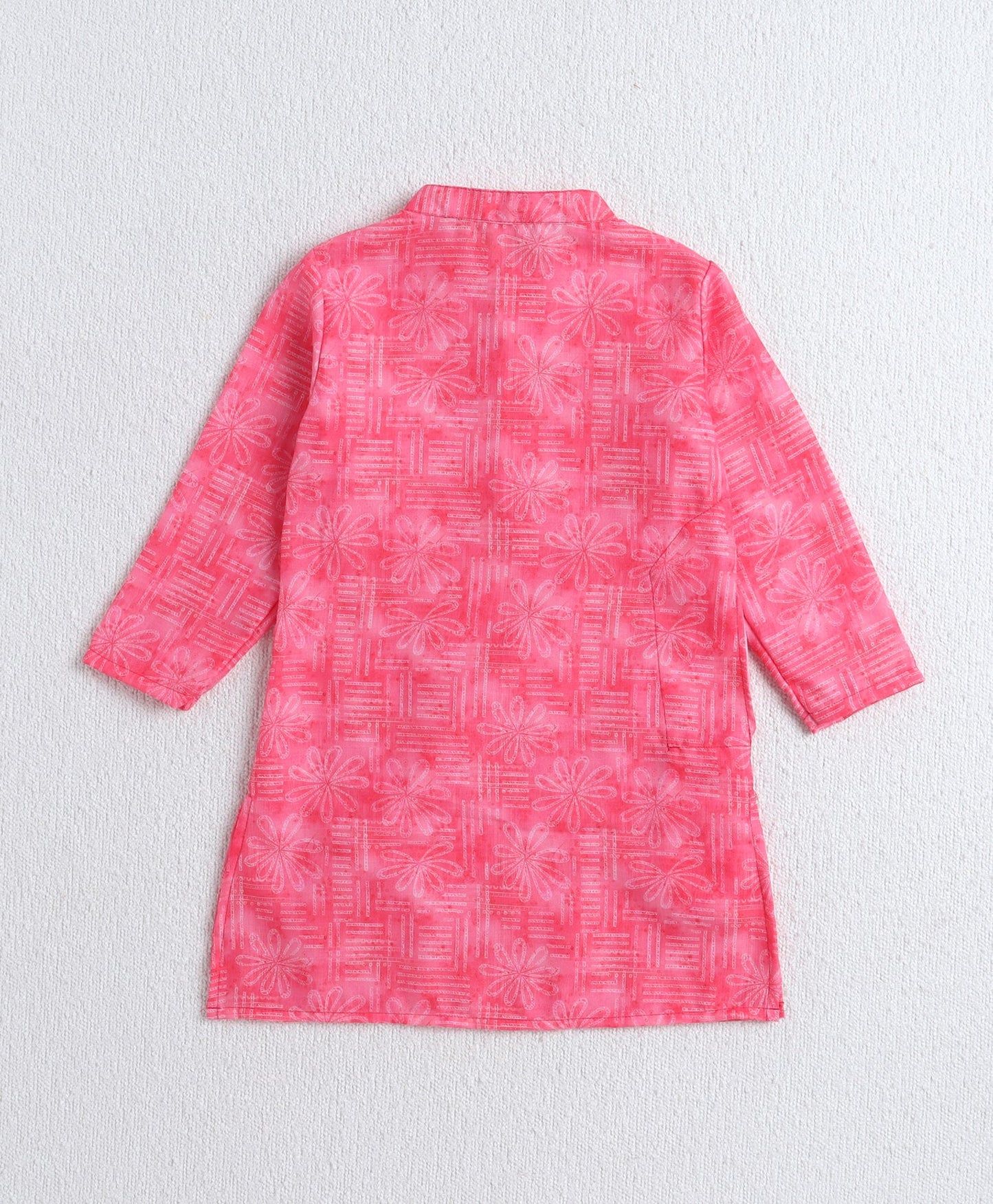 The Magic Wand Woven Full Sleeves Digital Printed Kurta & Pyjama Set- Pink