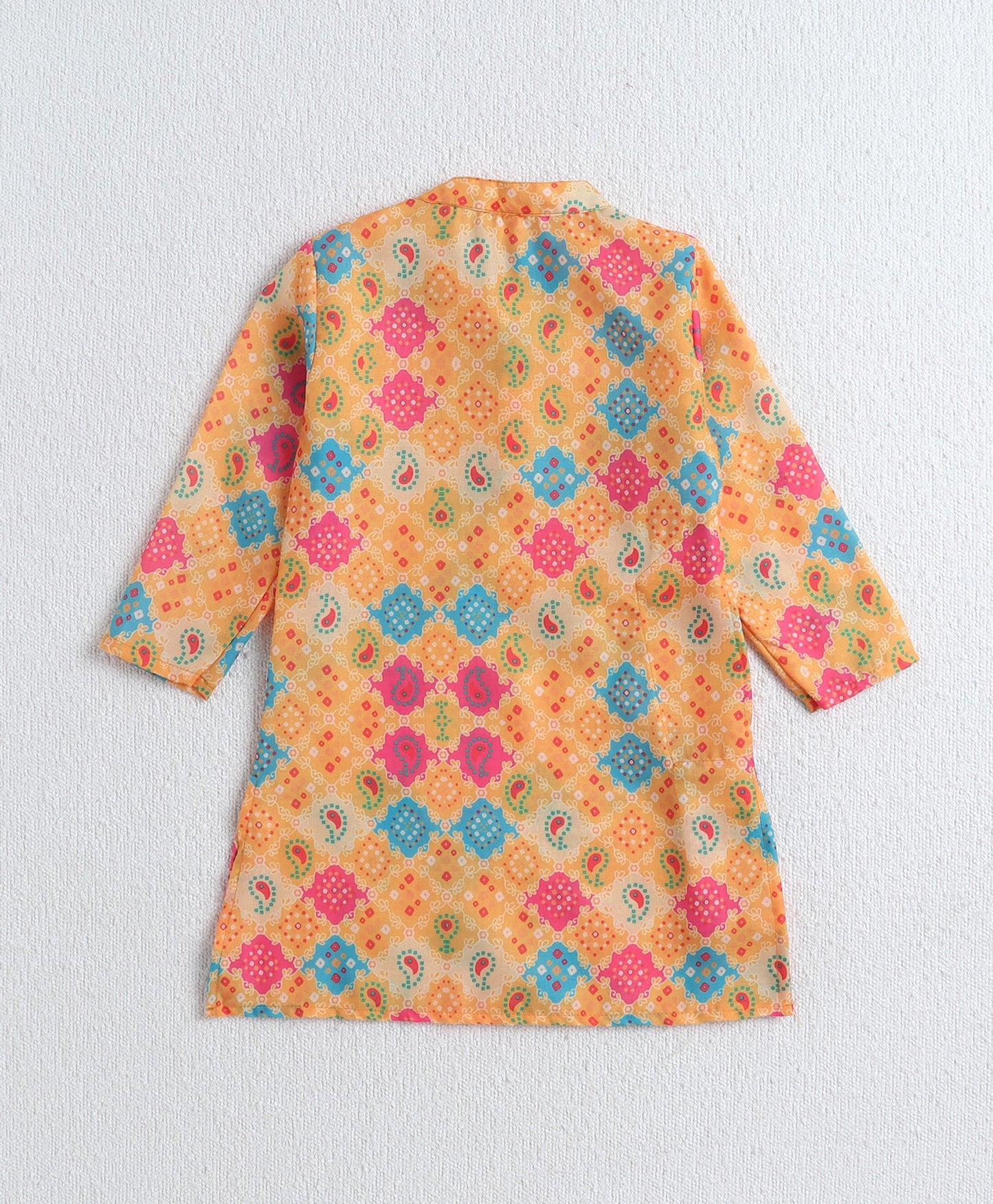 The Magic Wand Woven Full Sleeves Diamond Digital Printed Kurta & Pyjama Set- Yellow