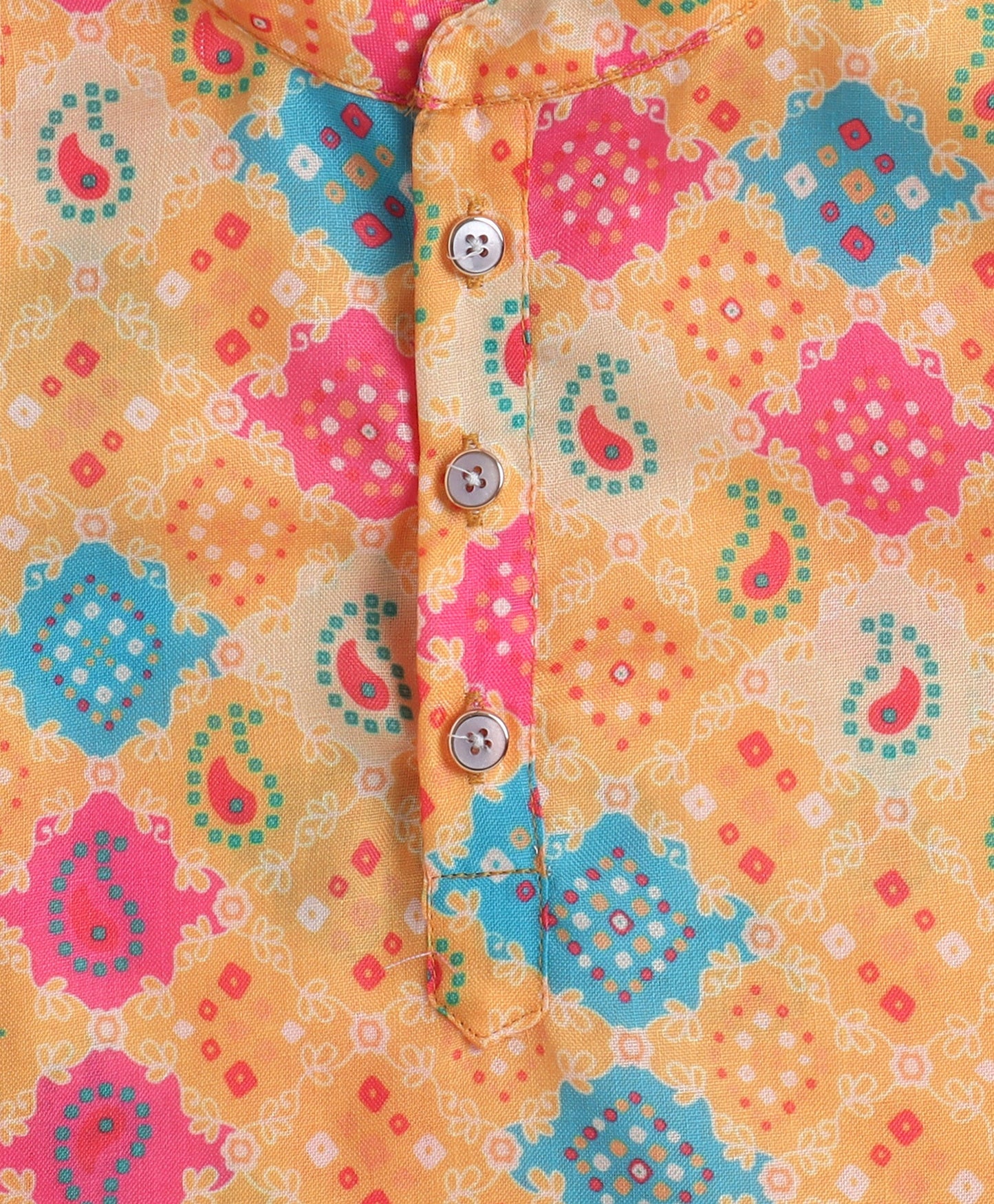 The Magic Wand Woven Full Sleeves Diamond Digital Printed Kurta & Pyjama Set- Yellow