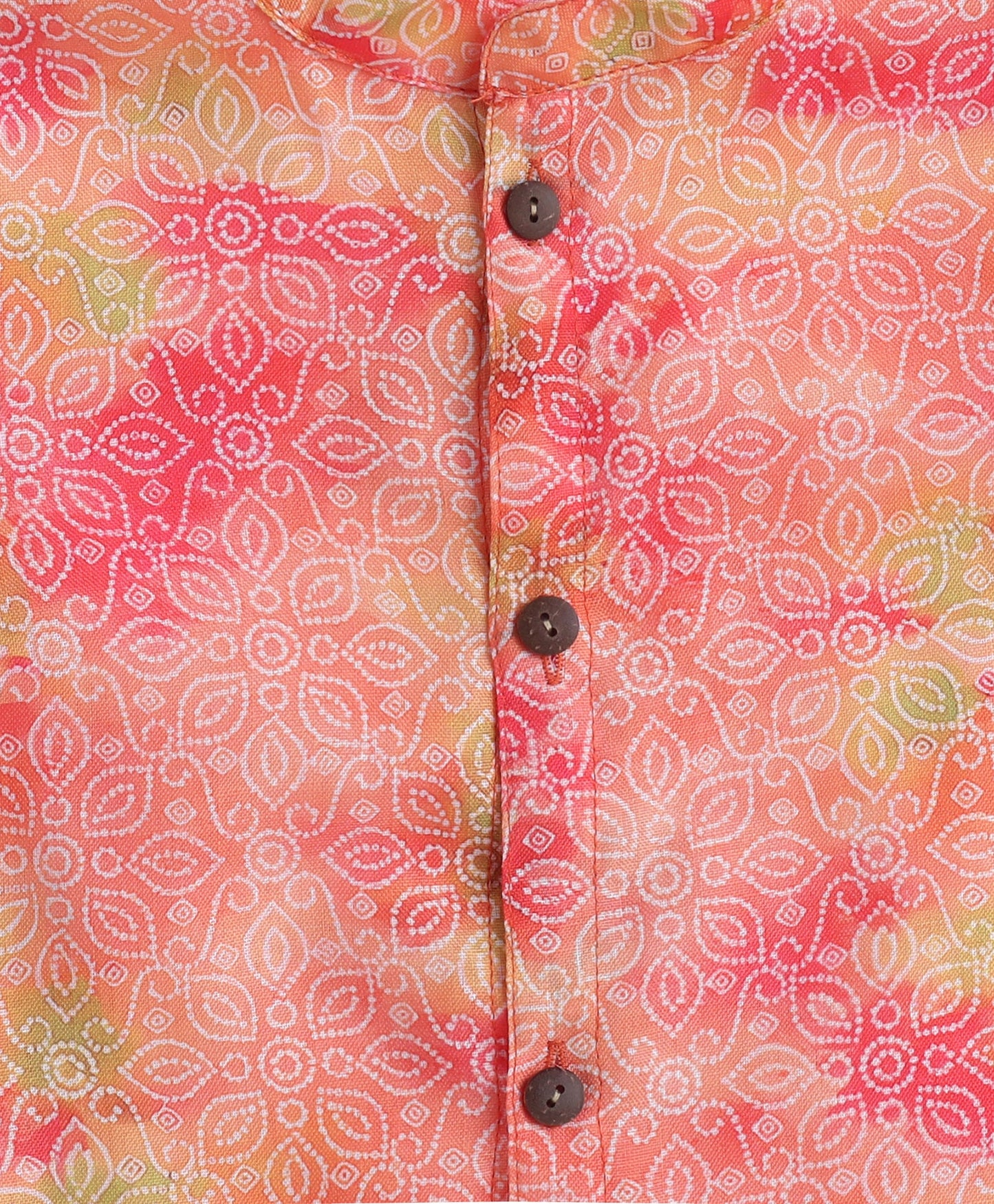The Magic Wand Woven Full Sleeves Abstract Digital Printed Kurta & Pyjama Set- Peach