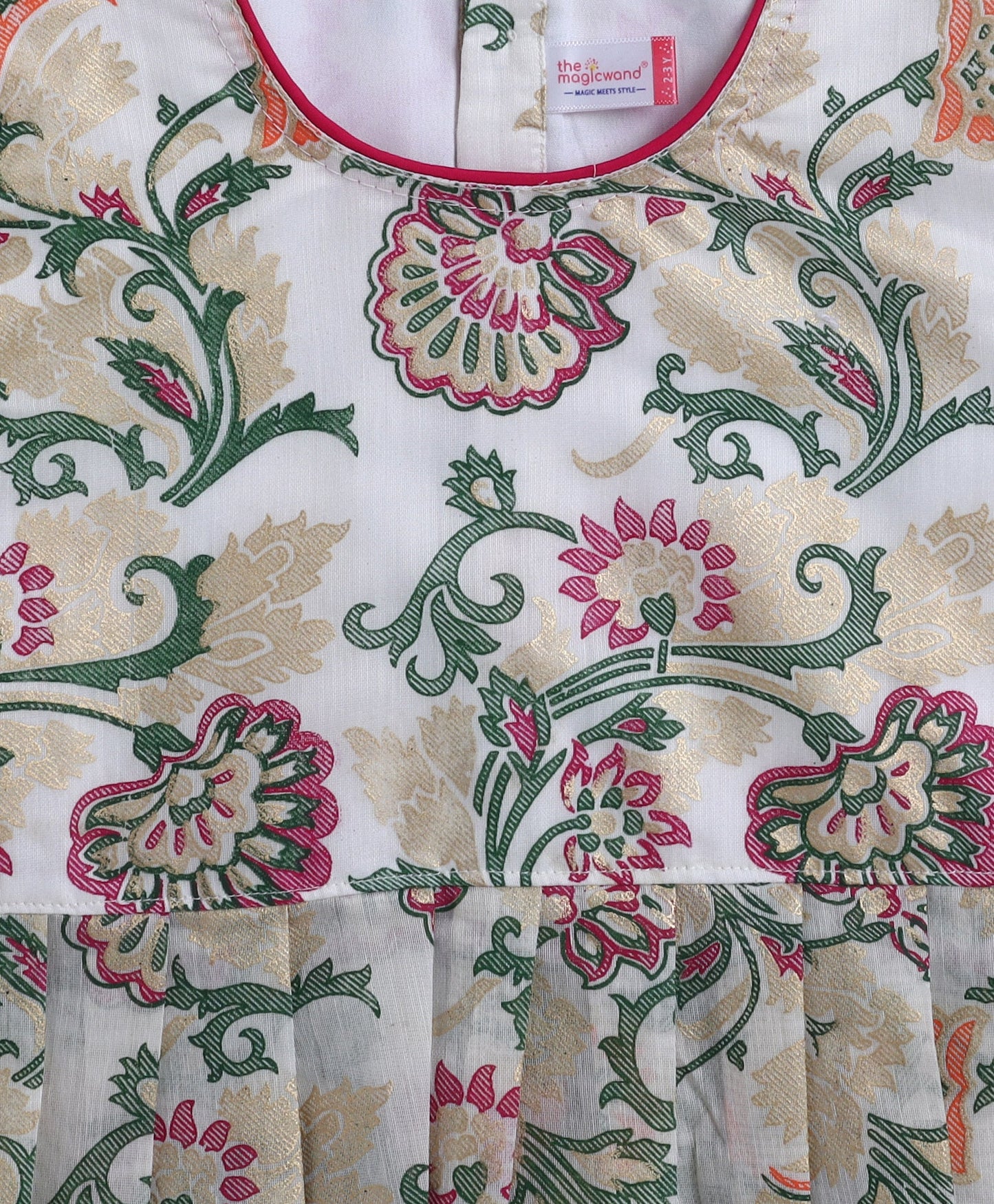 The Magic Wand Chanderi Cap Sleeves Floral Multi color Foil Printed Lehenga Choli with Dupatta- Off White