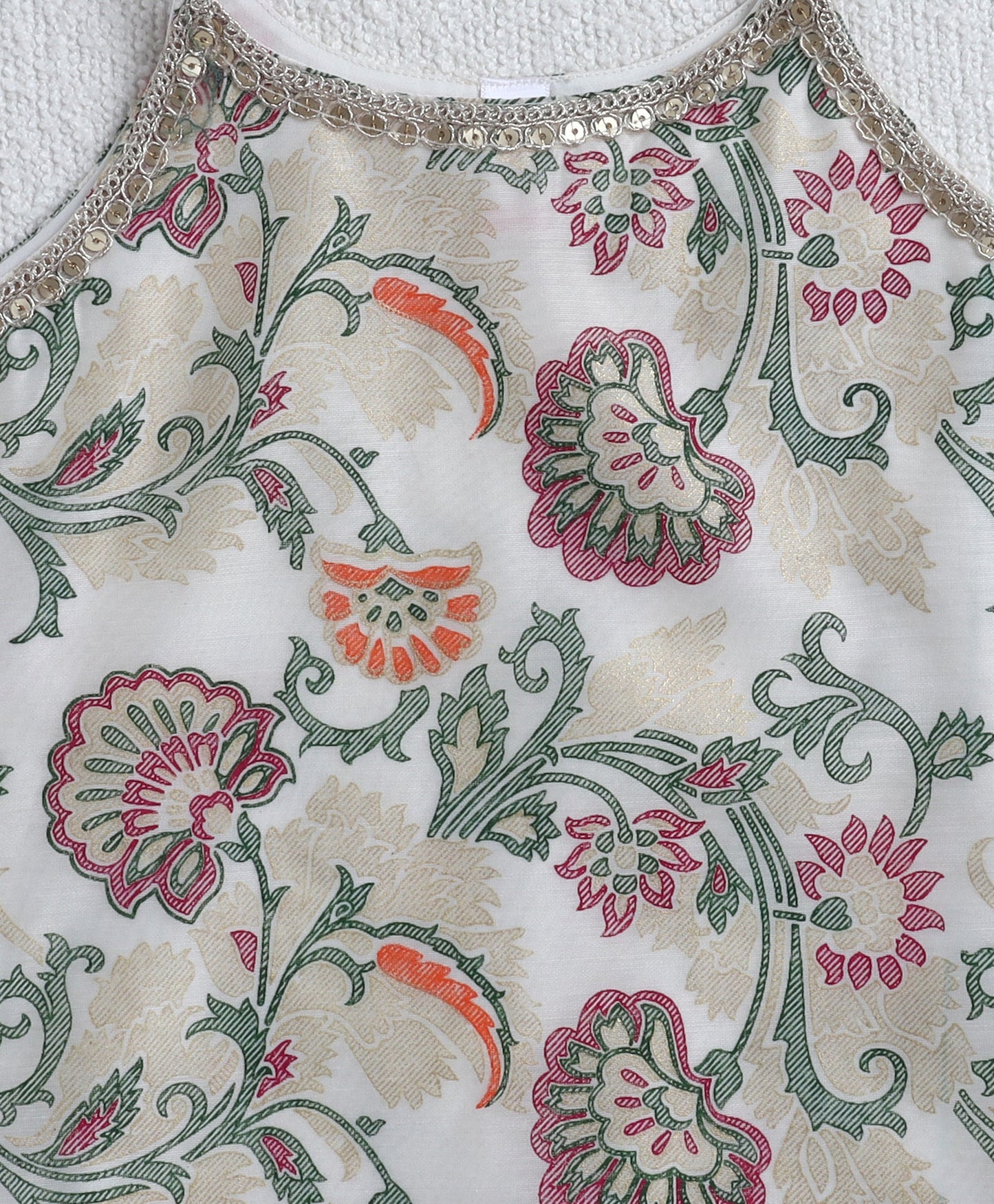 The Magic Wand Woven Strappy Floral Multi Color Foil Printed Kurta and Sharara with Dupatta- Off White