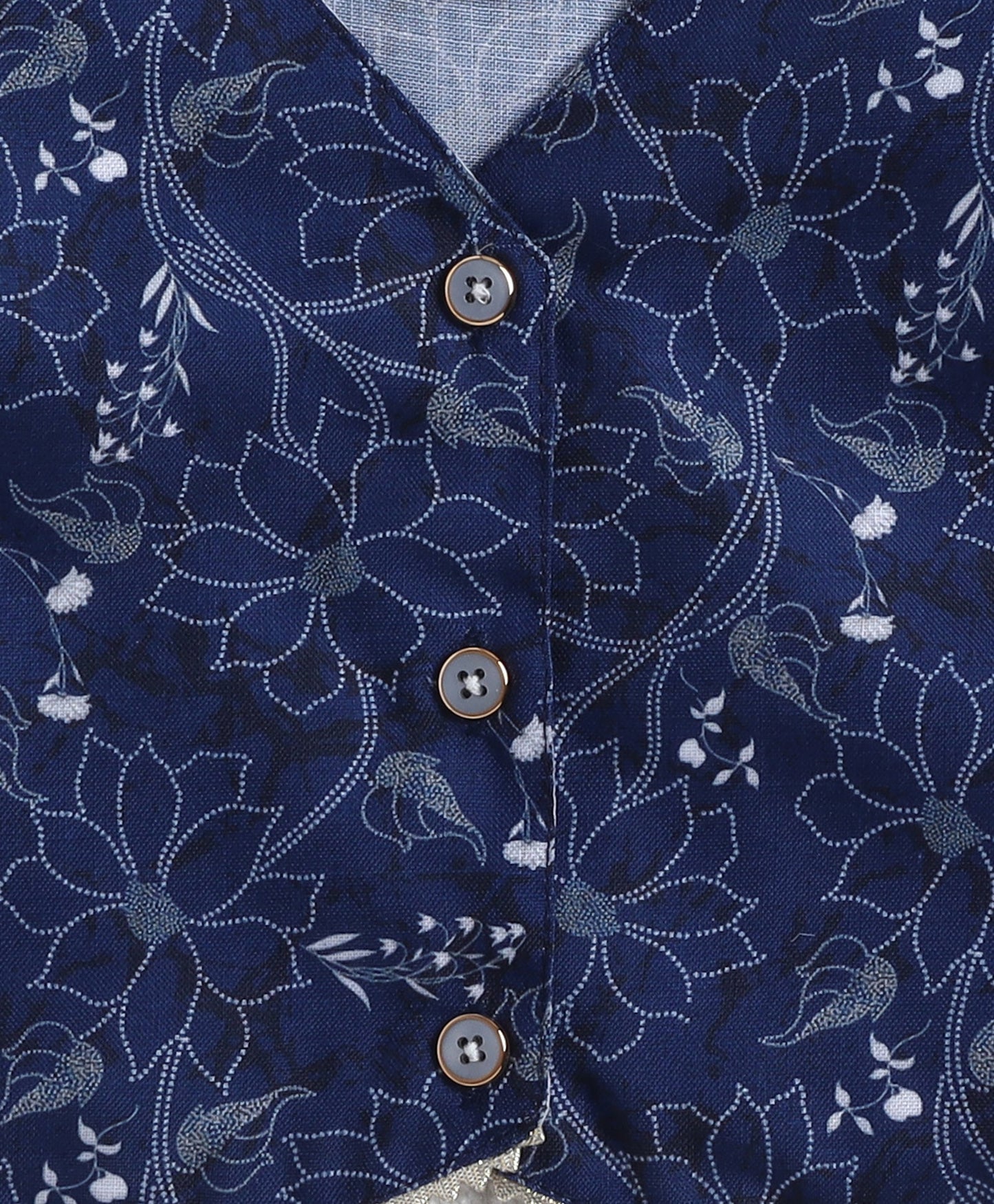The Magic Wand Woven Sleeveless Digital Floral Printed Top with Patch Pocket Pant Set- Navy Blue