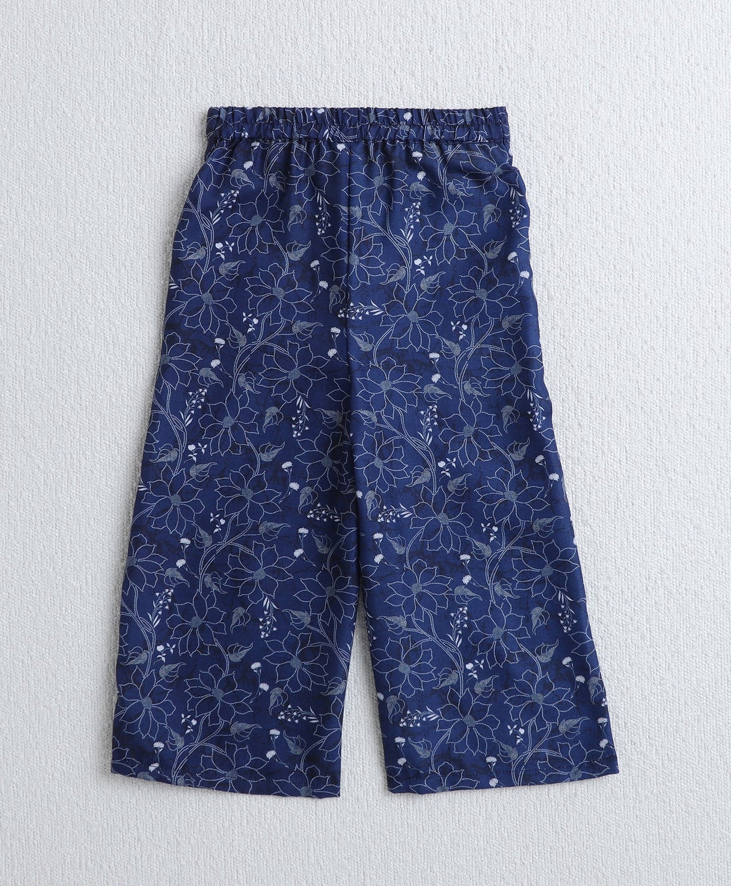 The Magic Wand Woven Sleeveless Digital Floral Printed Top with Patch Pocket Pant Set- Navy Blue