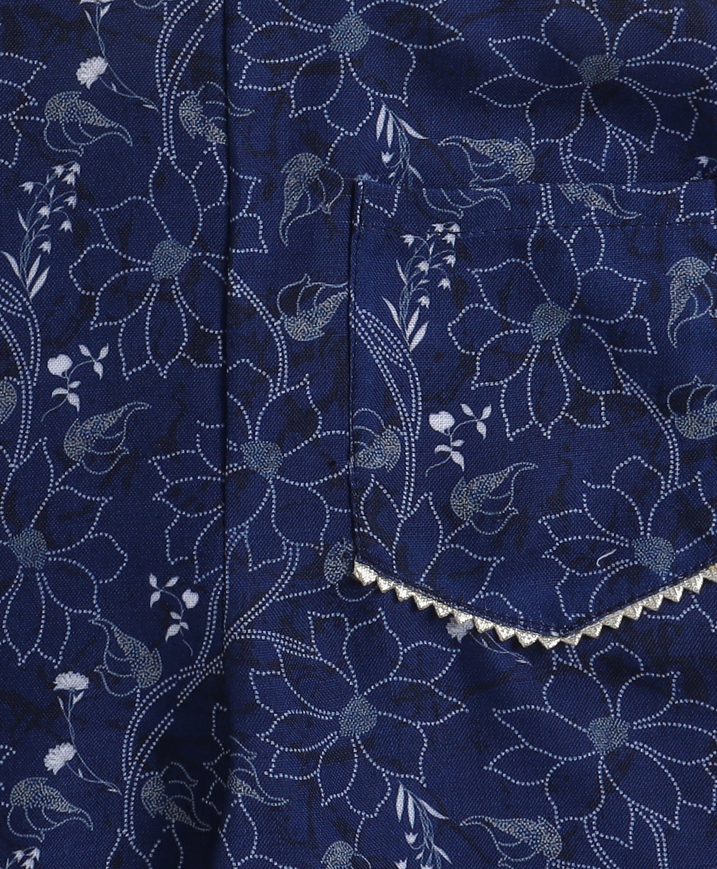 Woven Sleeveless Digital Floral Printed Top with Patch Pocket Pant Set- Navy Blue