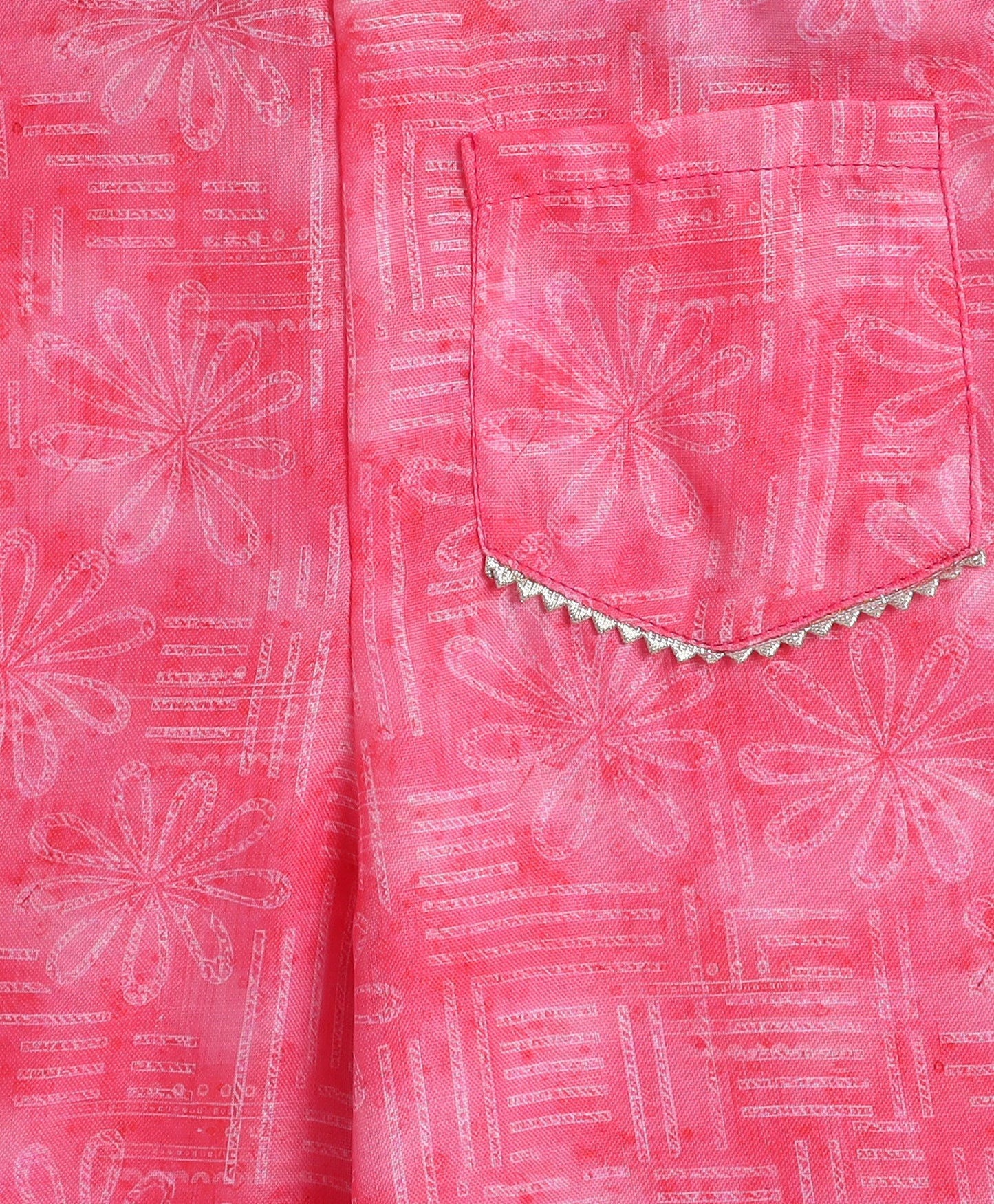 Woven Sleeveless Digital Printed Top with Patch Pocket Pant Set- Pink