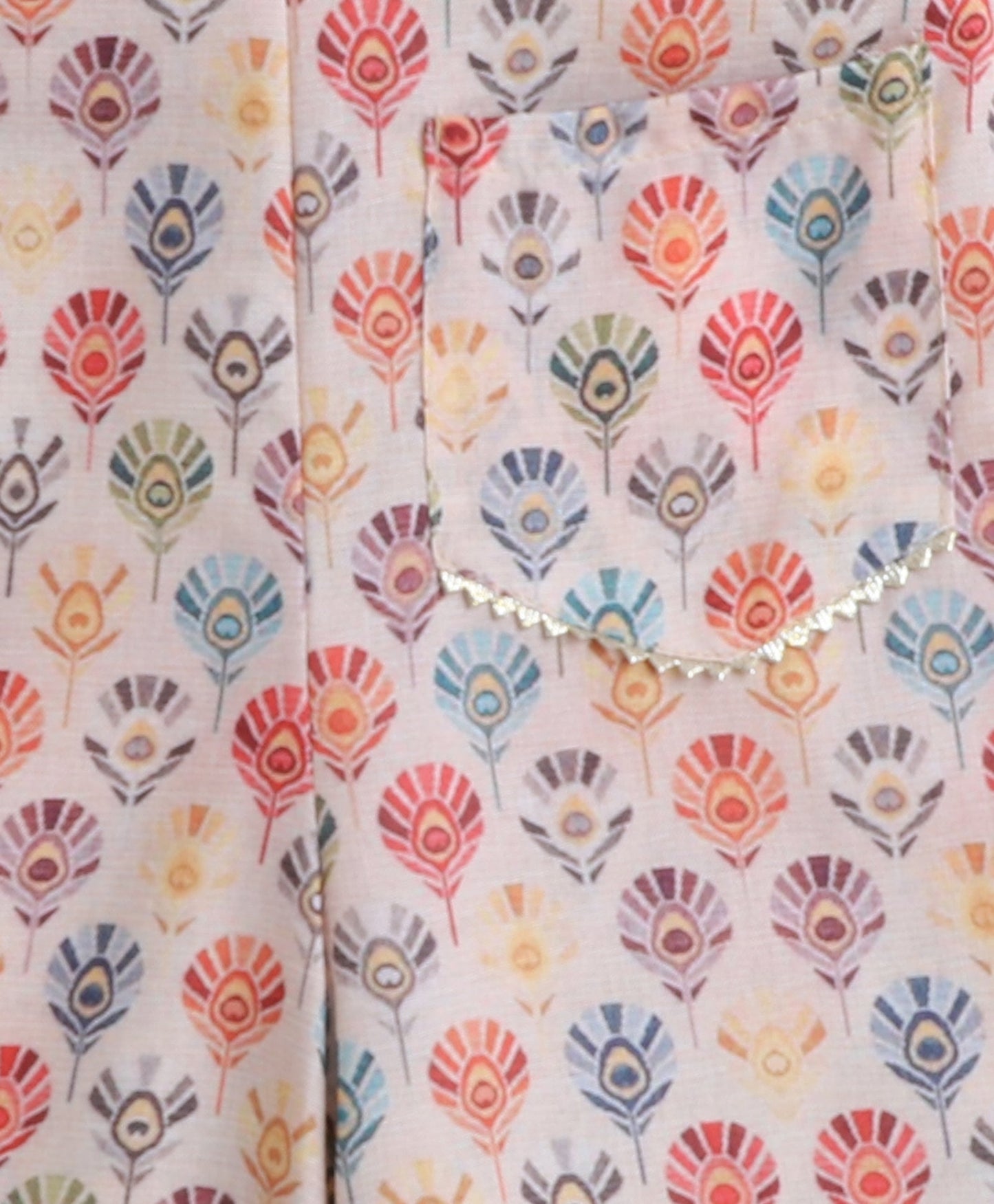 Woven Sleeveless Digital Printed Top with Patch Pocket Pant Set- Multi Colour