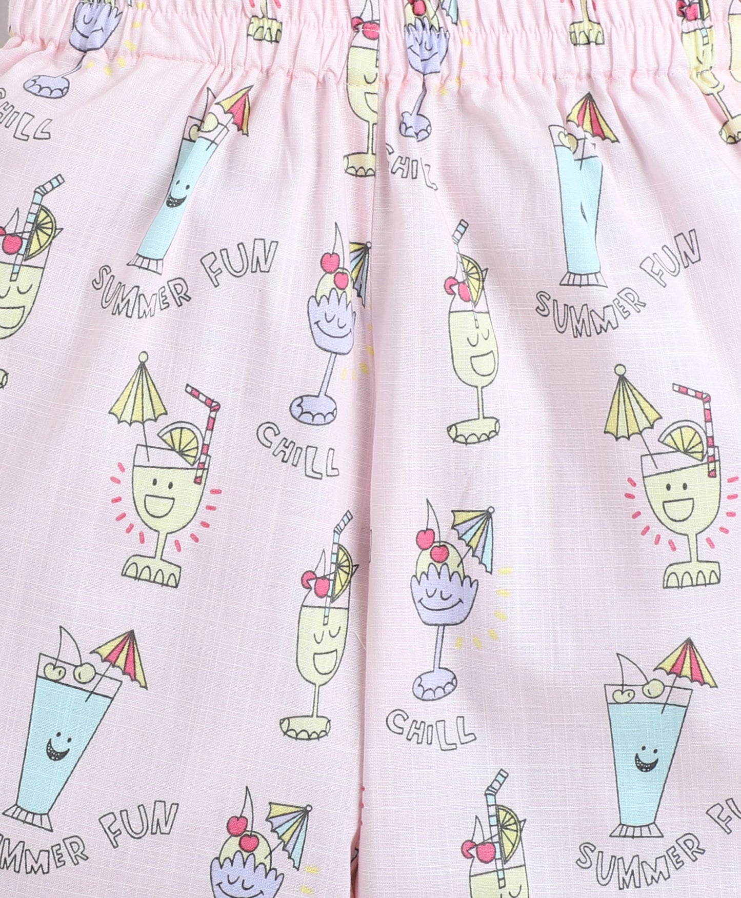 Cotton Woven Full Sleeves Juice Printed Coordinating Night Suit Set-Pink