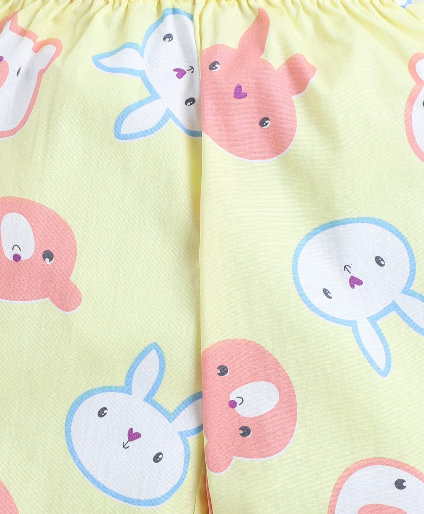 Cotton Woven Full Sleeves Bunny Printed Coordinating Night Suit Set-Yellow