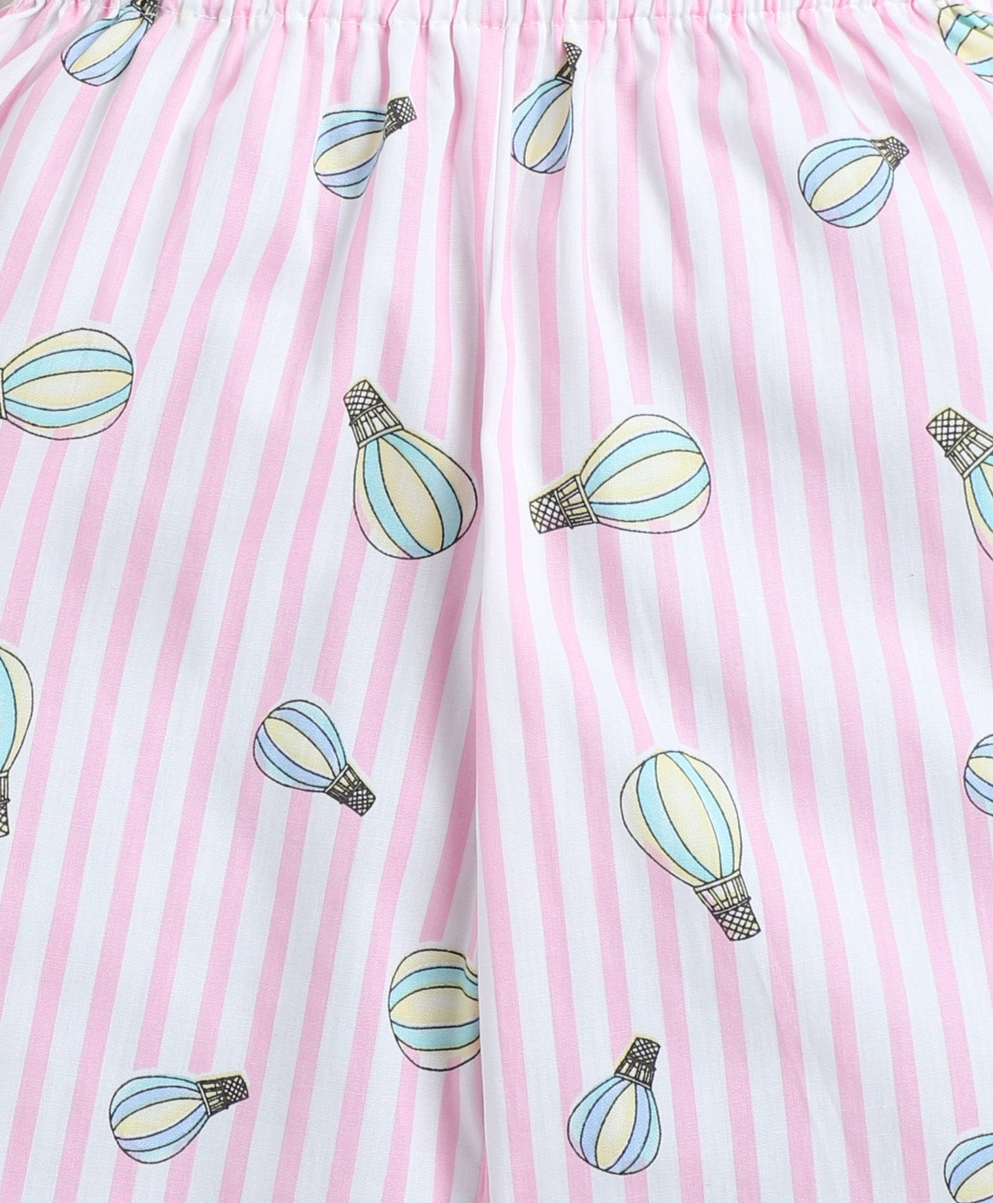 Cotton Woven Full Sleeves Striped Parachute Printed Coordinating Night Suit Set-Pink