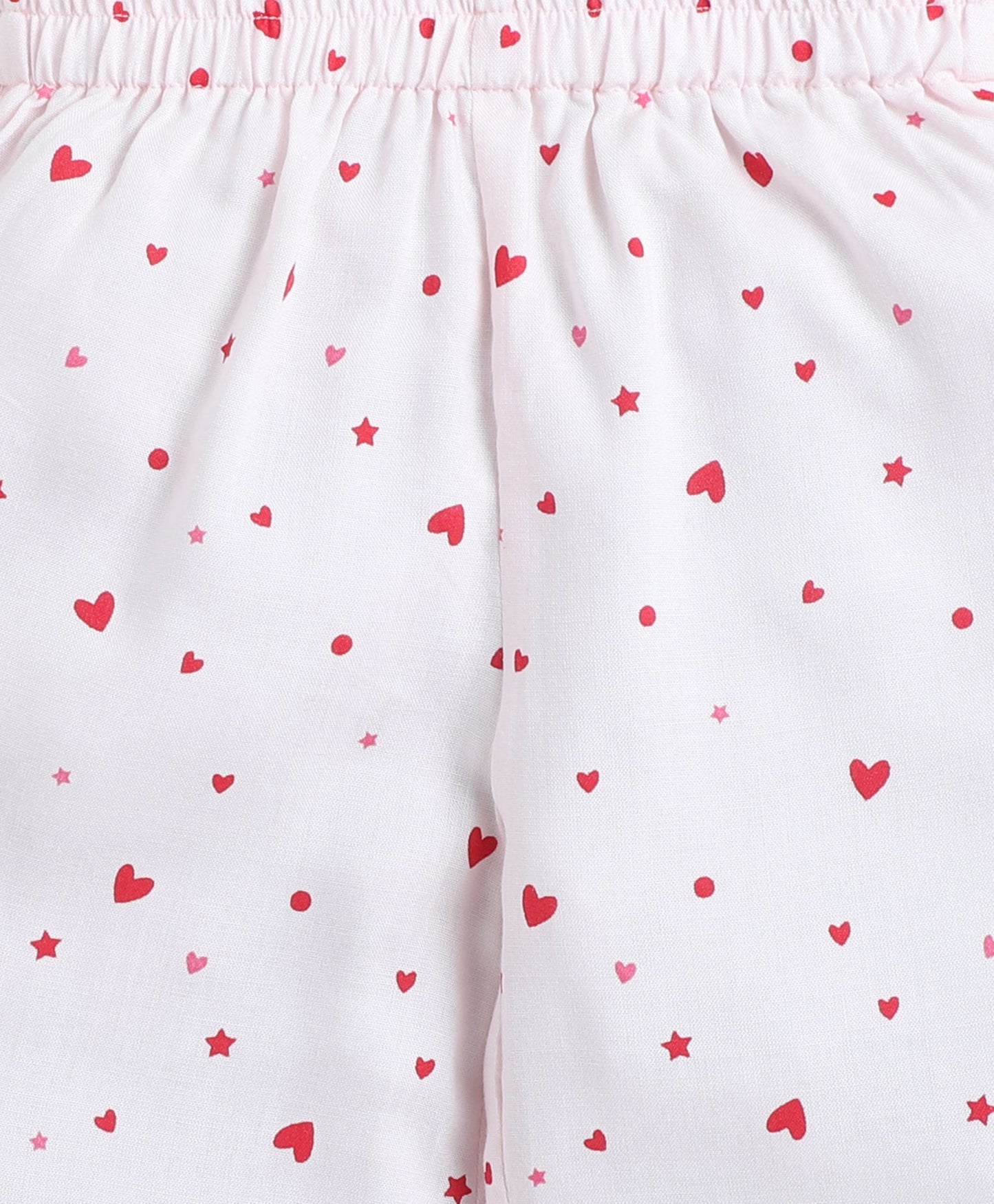 Rayon Woven Full Sleeves Heart Printed Coordinating Night Suit Set-Pink