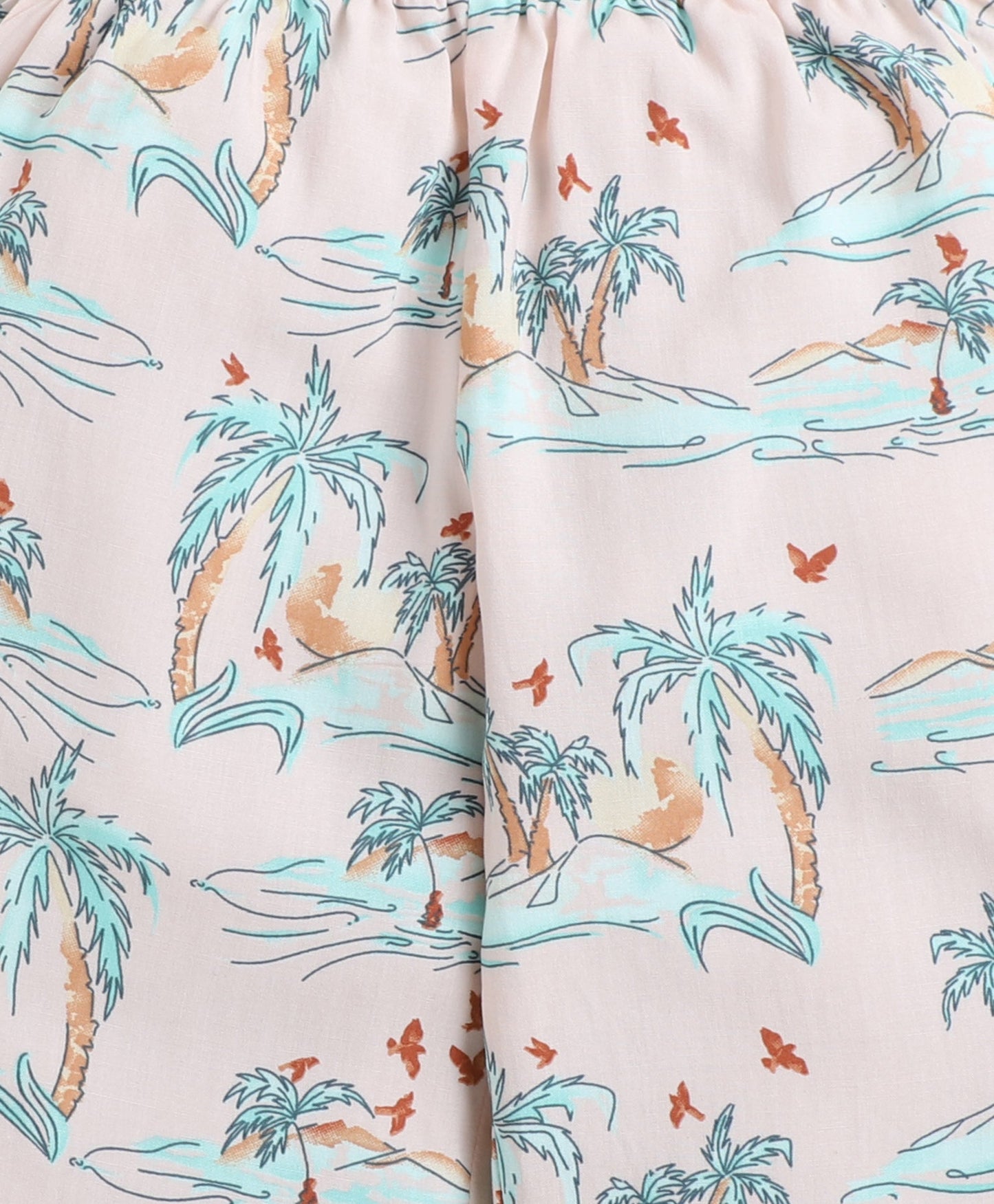 Rayon Woven Full Sleeves Trees Printed Coordinating Night Suit Set-Peach