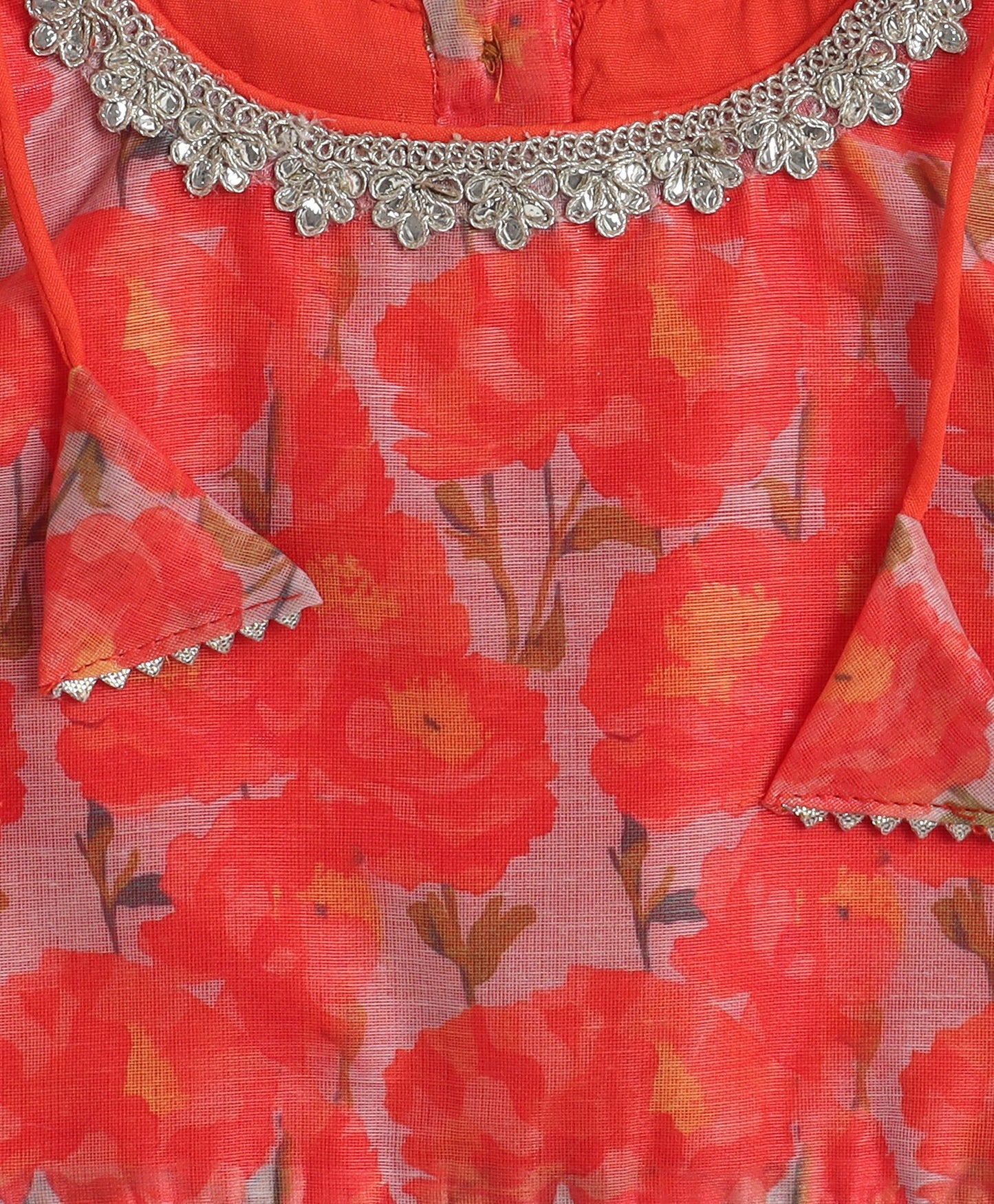 The Magic Wand Digital Printed Chanderi Shoulder Tie Up Choli and Lehenga Set- Orange