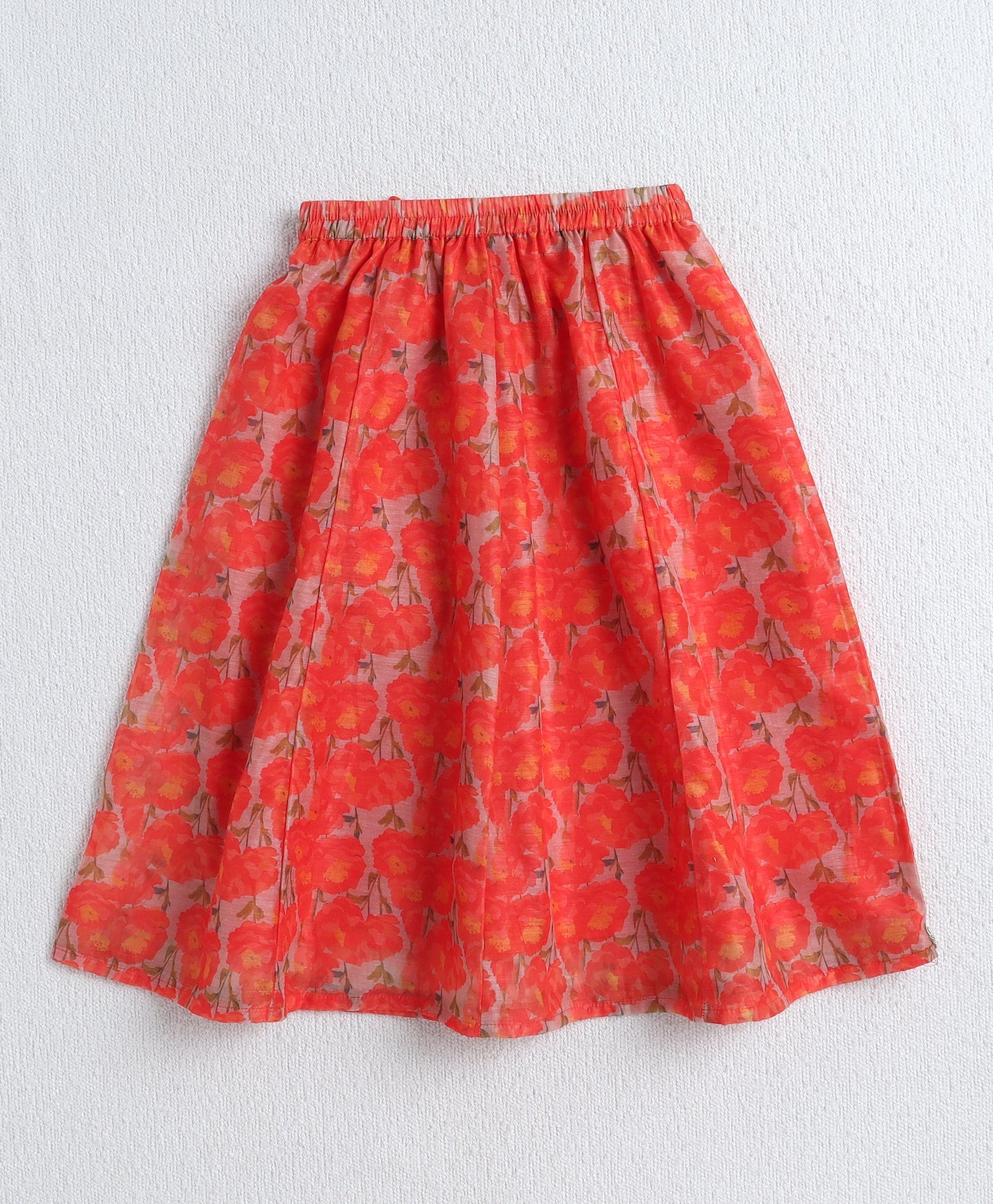 The Magic Wand Digital Printed Chanderi Shoulder Tie Up Choli and Lehenga Set- Orange
