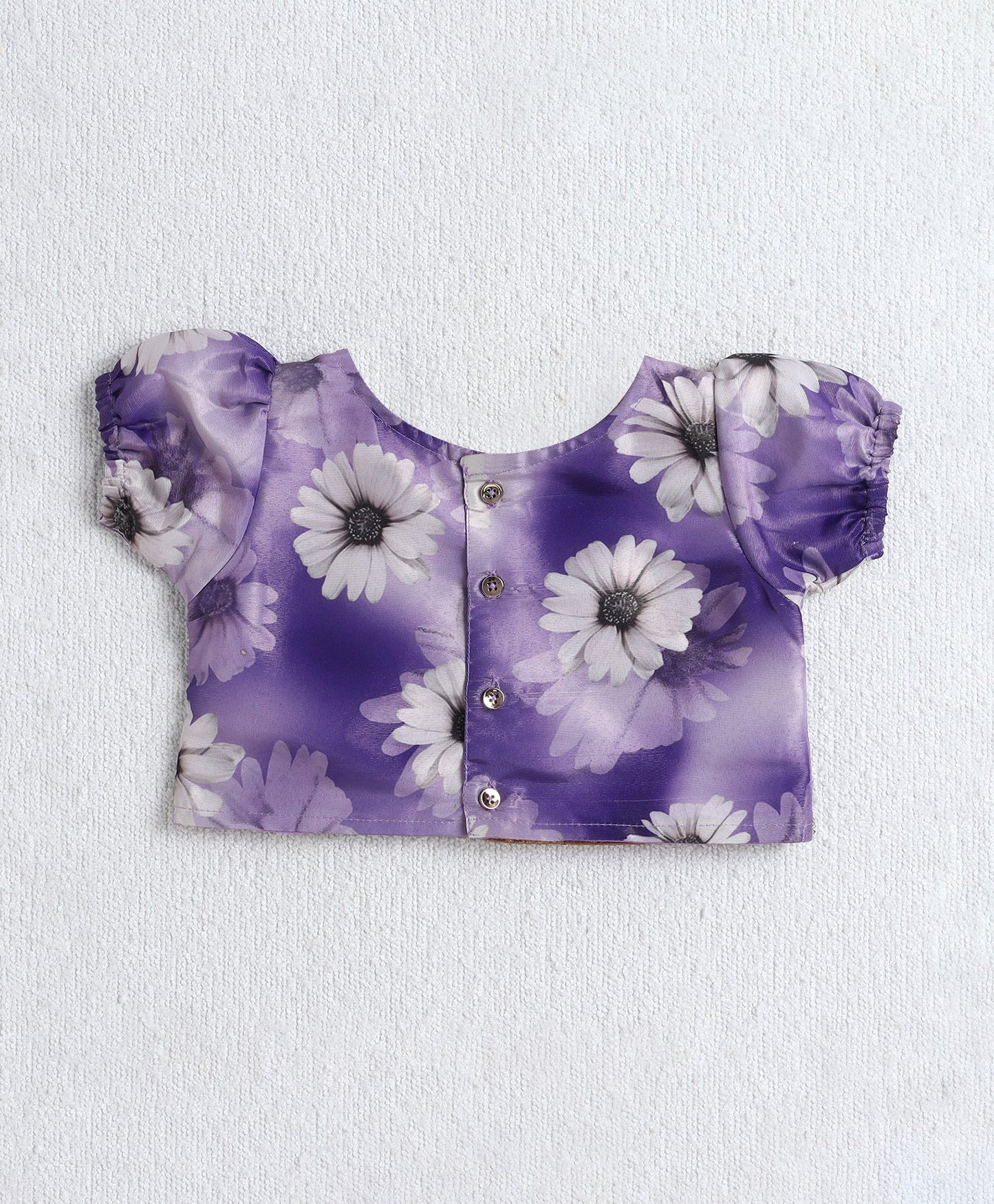 The Magic Wand Woven Puff Sleeves Digital Printed Choli and Lehenga Set with Dupatta- Lavender