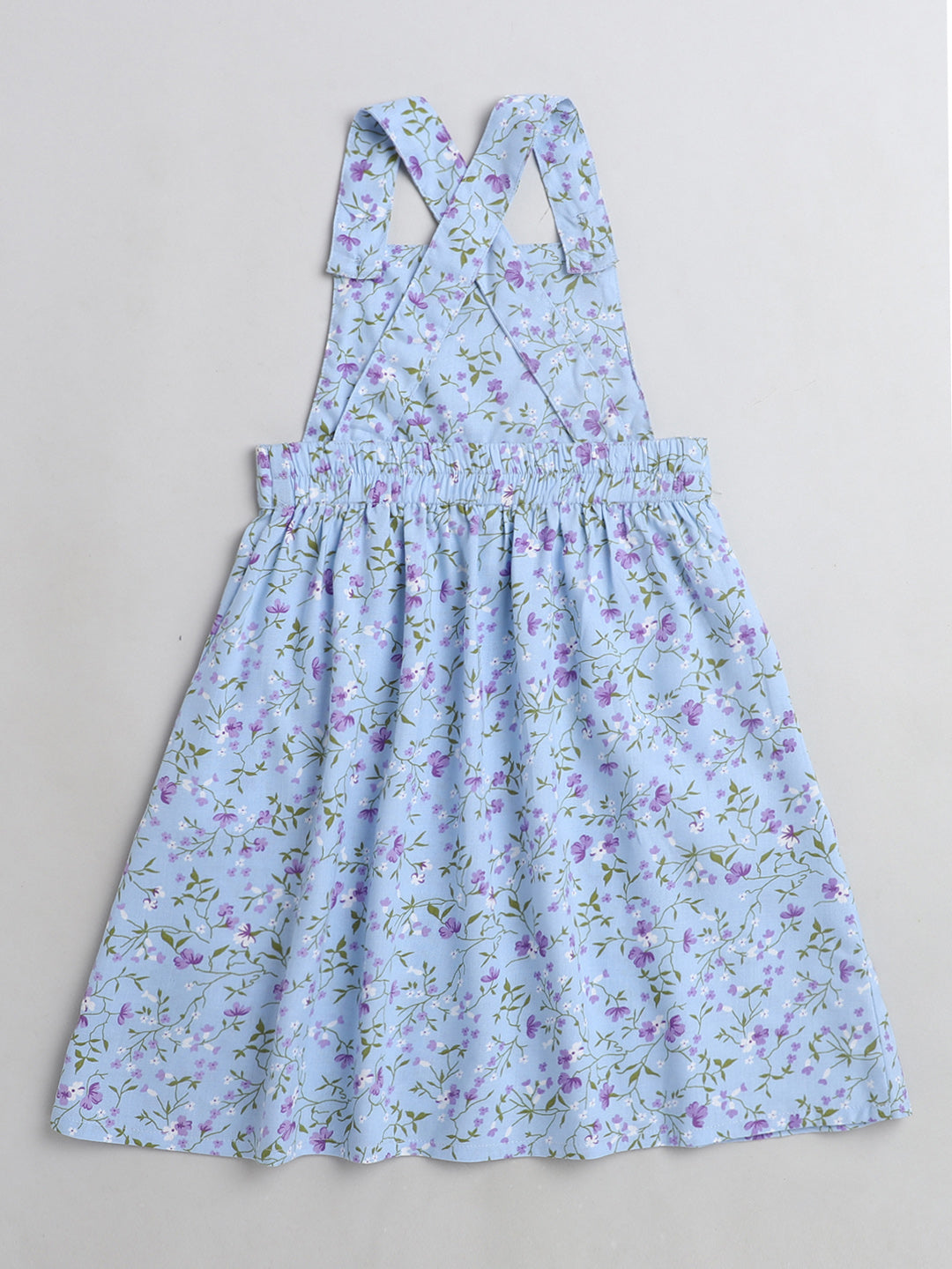 The Magic Wand Floral Printed Sleeveless Pinafore Dress - Sky Blue