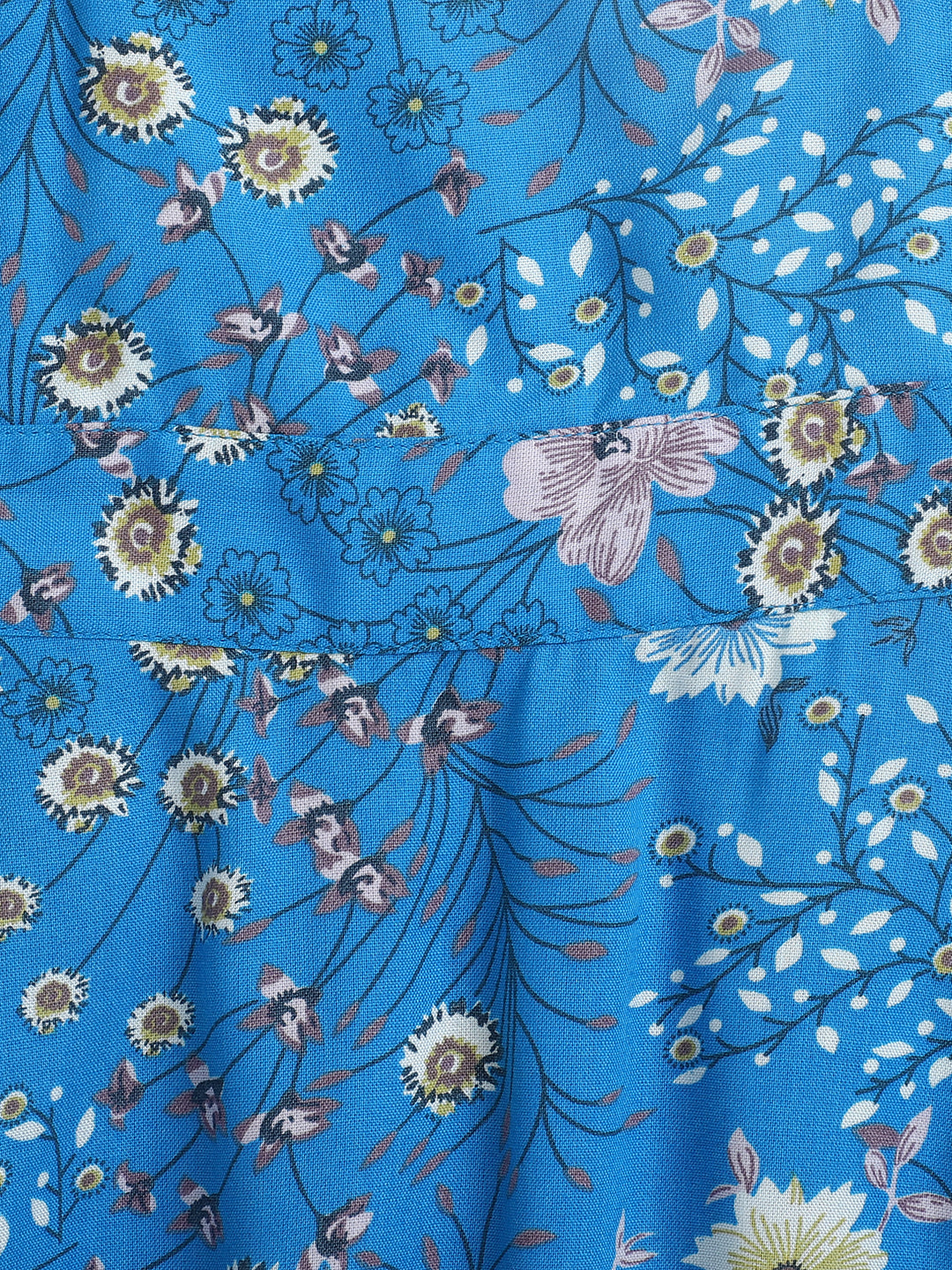 Floral Printed Sleeveless Pinafore Dress-Blue