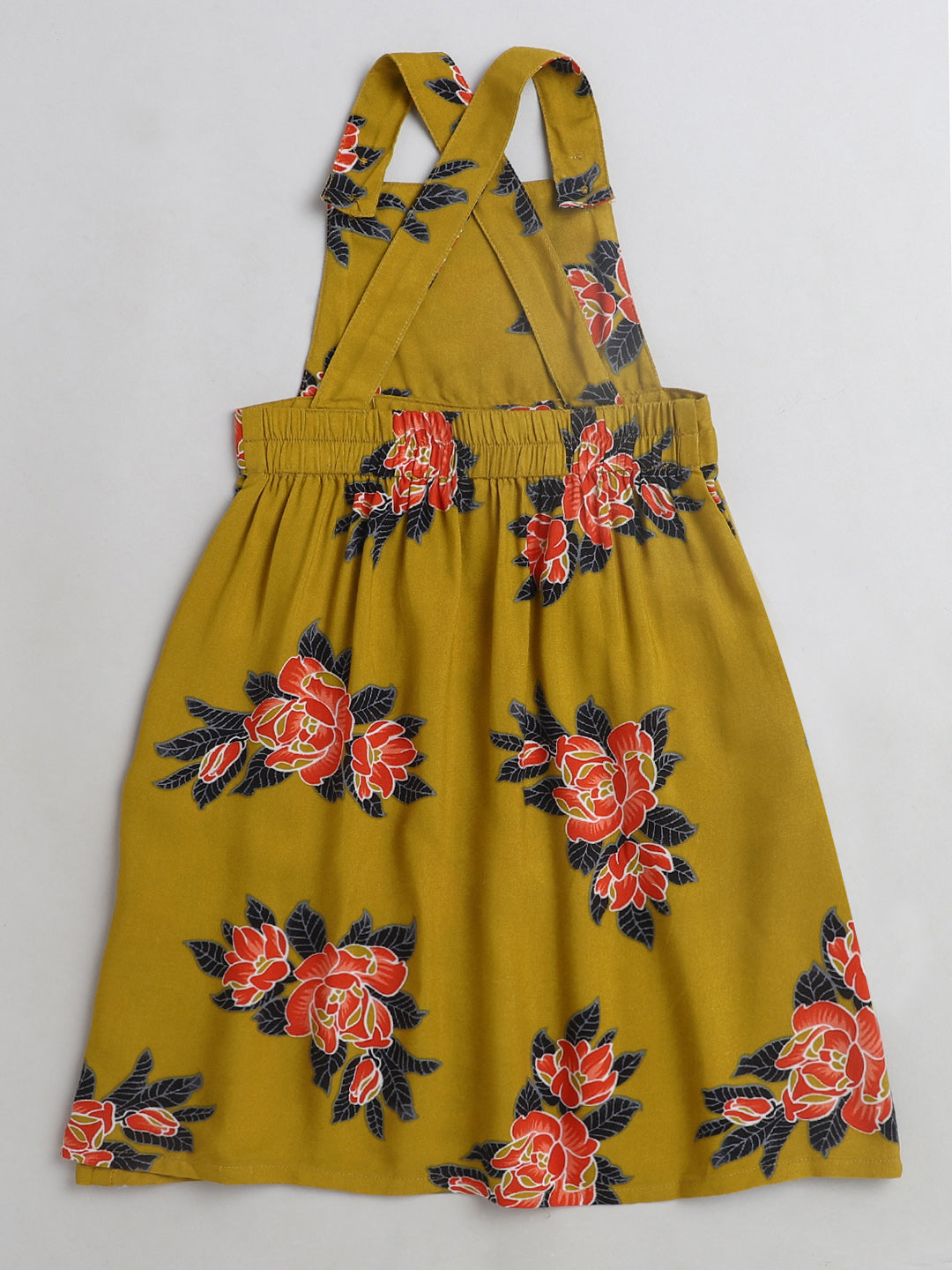 The Magic Wand Floral Printed Sleeveless Pinafore Dress - Mustard