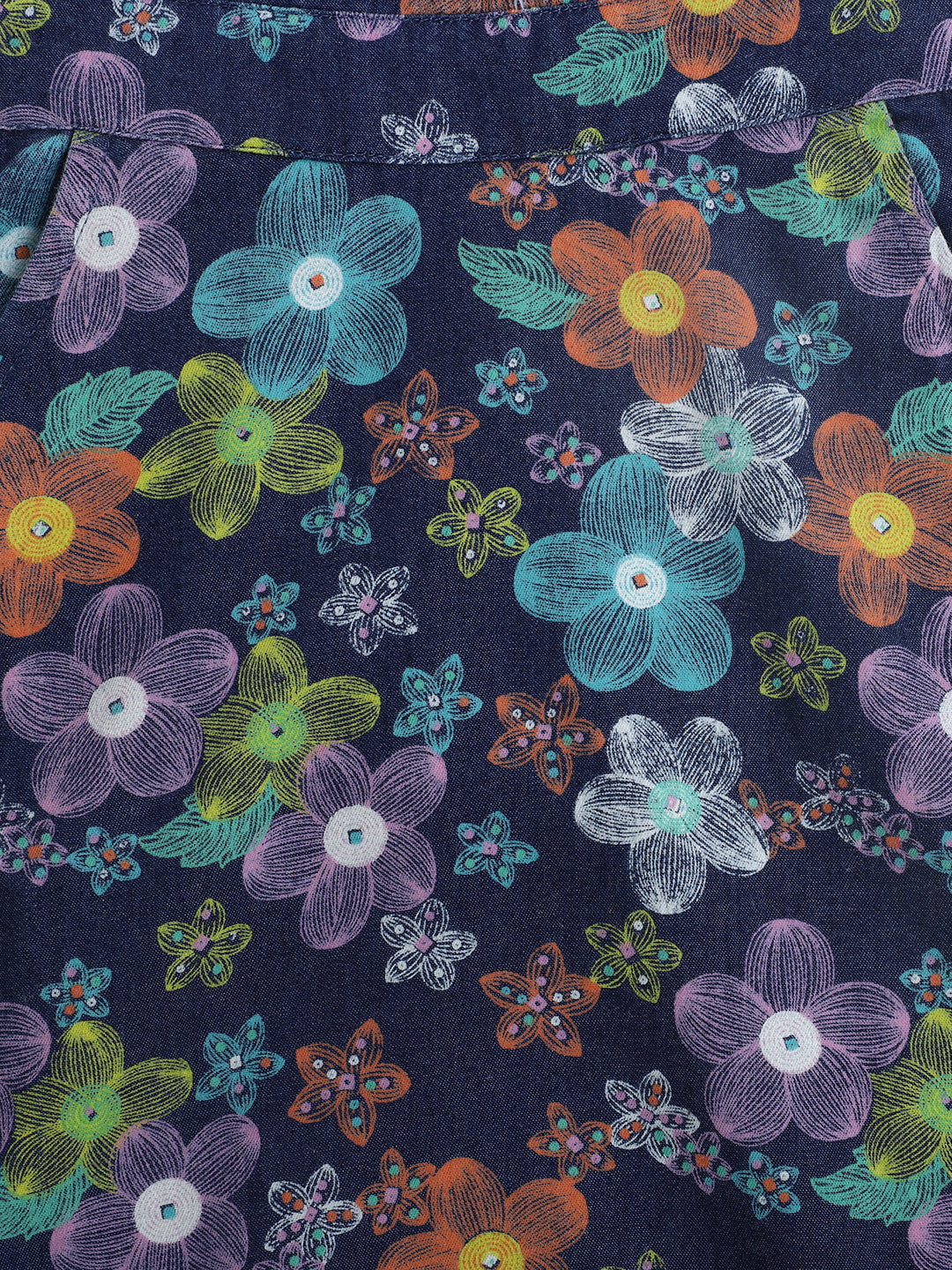 Floral Printed Sleeveless Pinafore Dress -Multicolour
