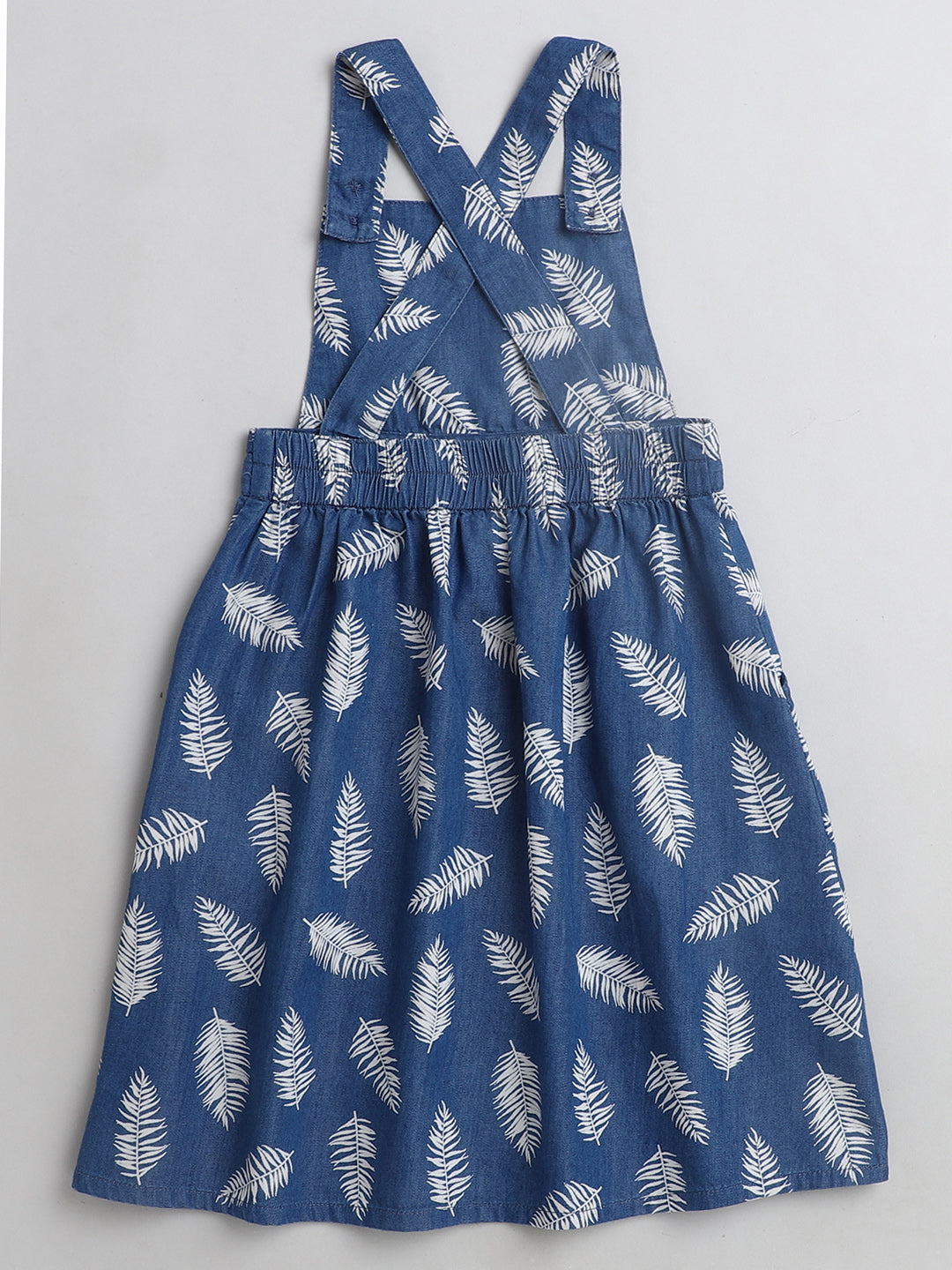 Floral Printed Sleeveless Pinafore Dress- Indigo