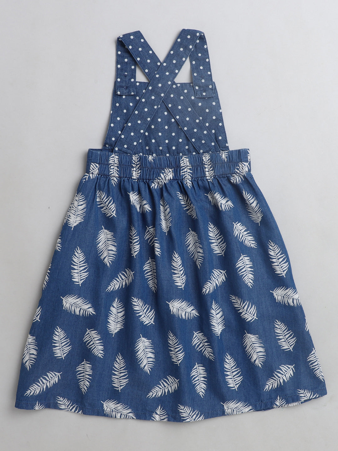 Floral Printed Sleeveless Pinafore Dress-Indigo