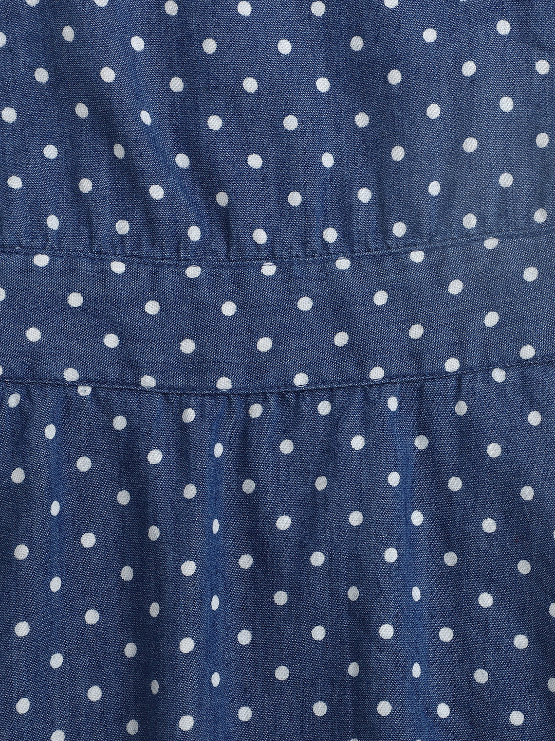 Polka Dots Printed Sleeveless Pinafore Dress-Indigo