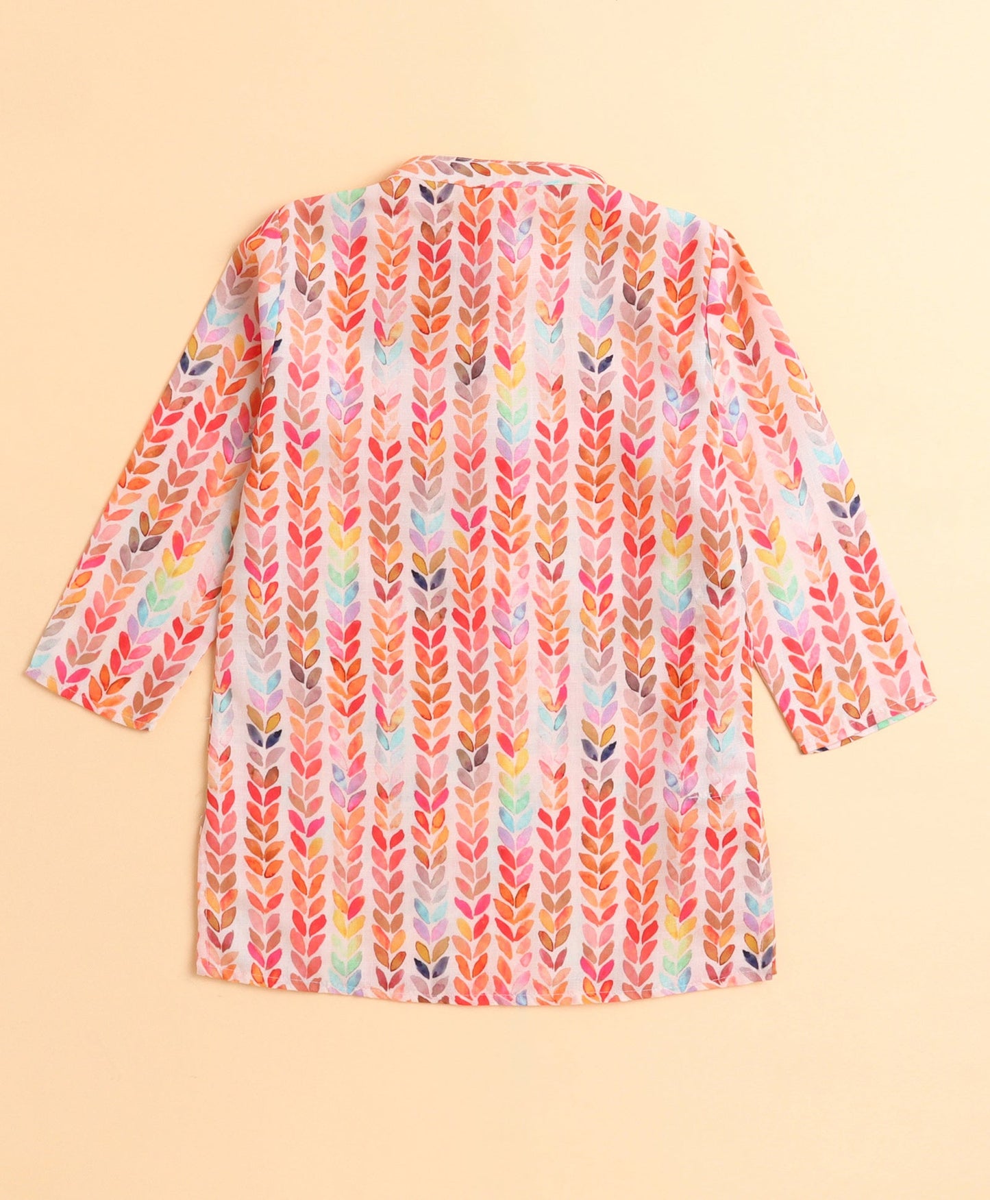 The Magic Wand Woven All Over Printed Full Sleeves Kurta with Pyjama Set - Peach