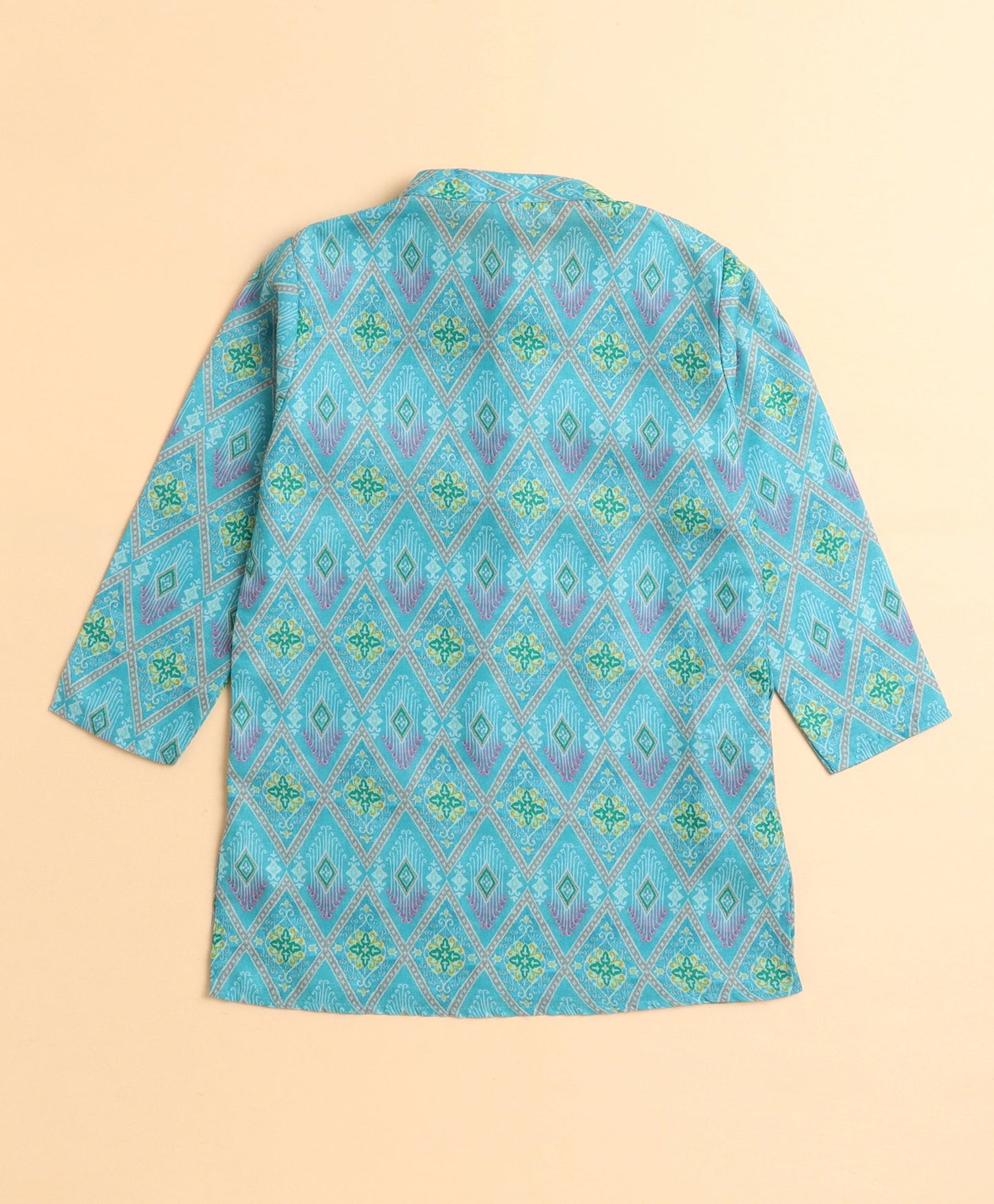 The Magic Wand Woven All Over Printed Full Sleeves Kurta with Pyjama Set - Green