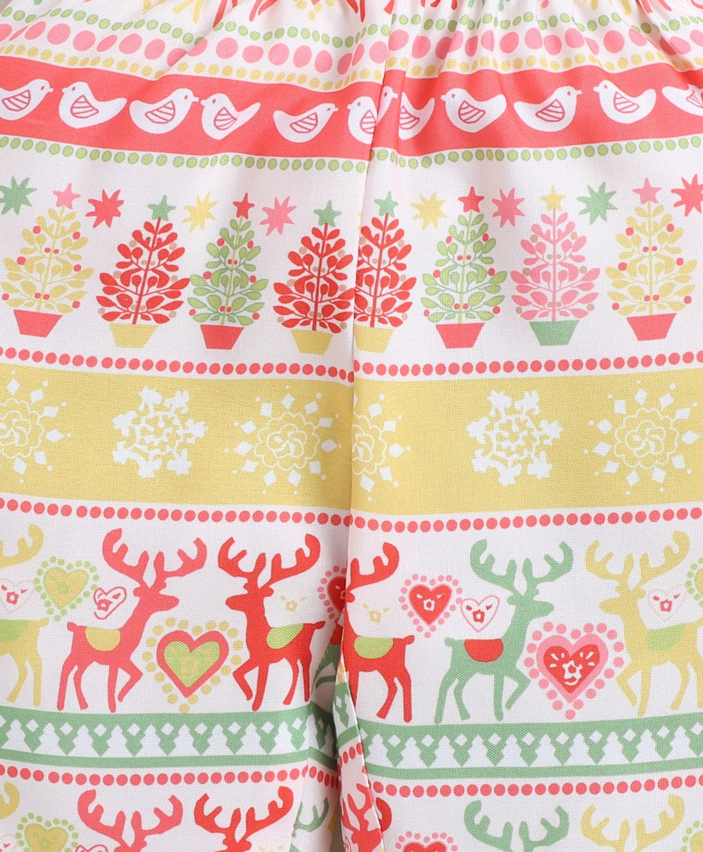 Christmas Theme Rayon Woven Full Sleeves Xmas Tree Printed Coordinating Night Suit Set-Peach