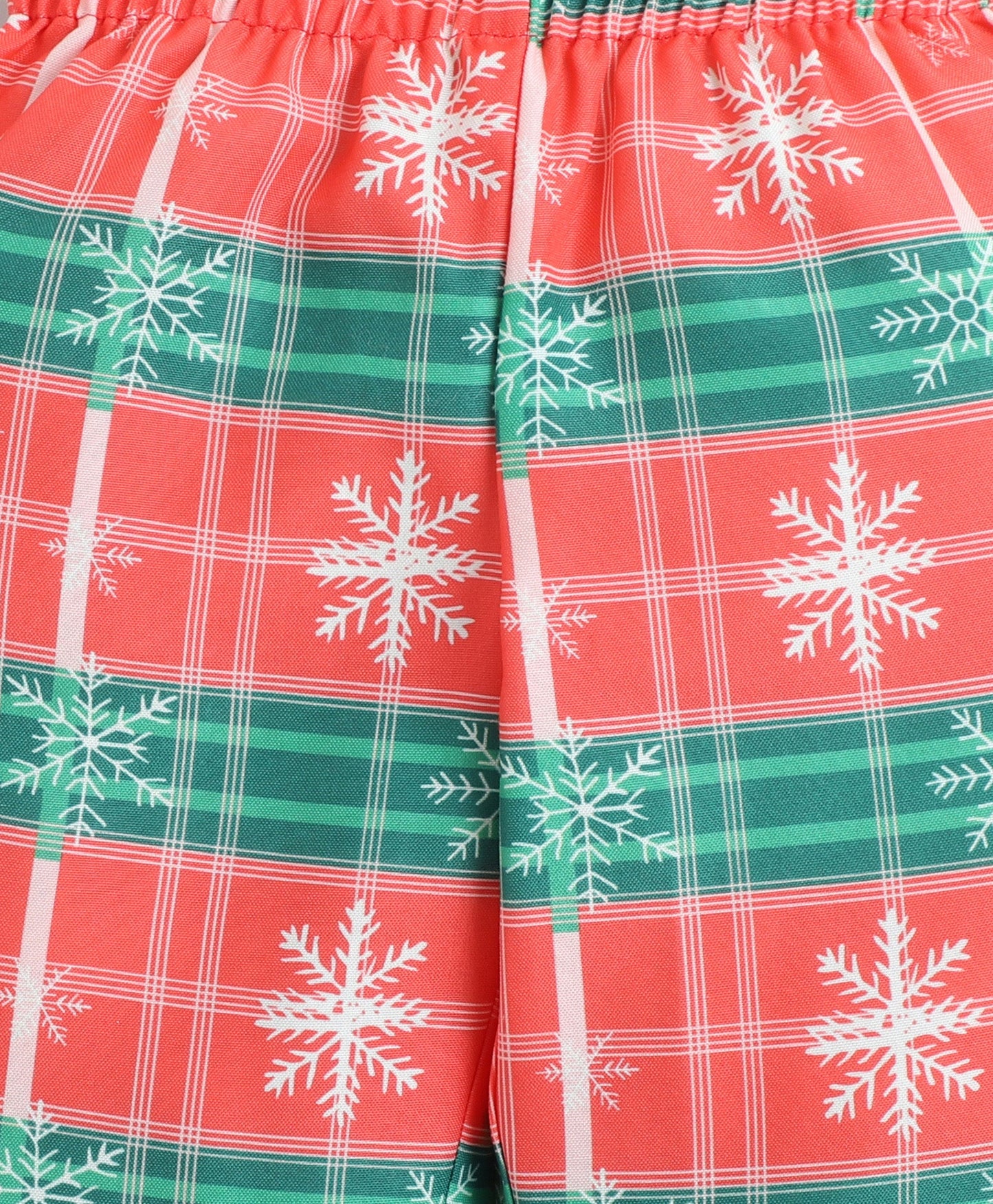 Christmas Theme Woven Full Sleeves Snowflakes Printed Coordinating Night Suit Set-Red