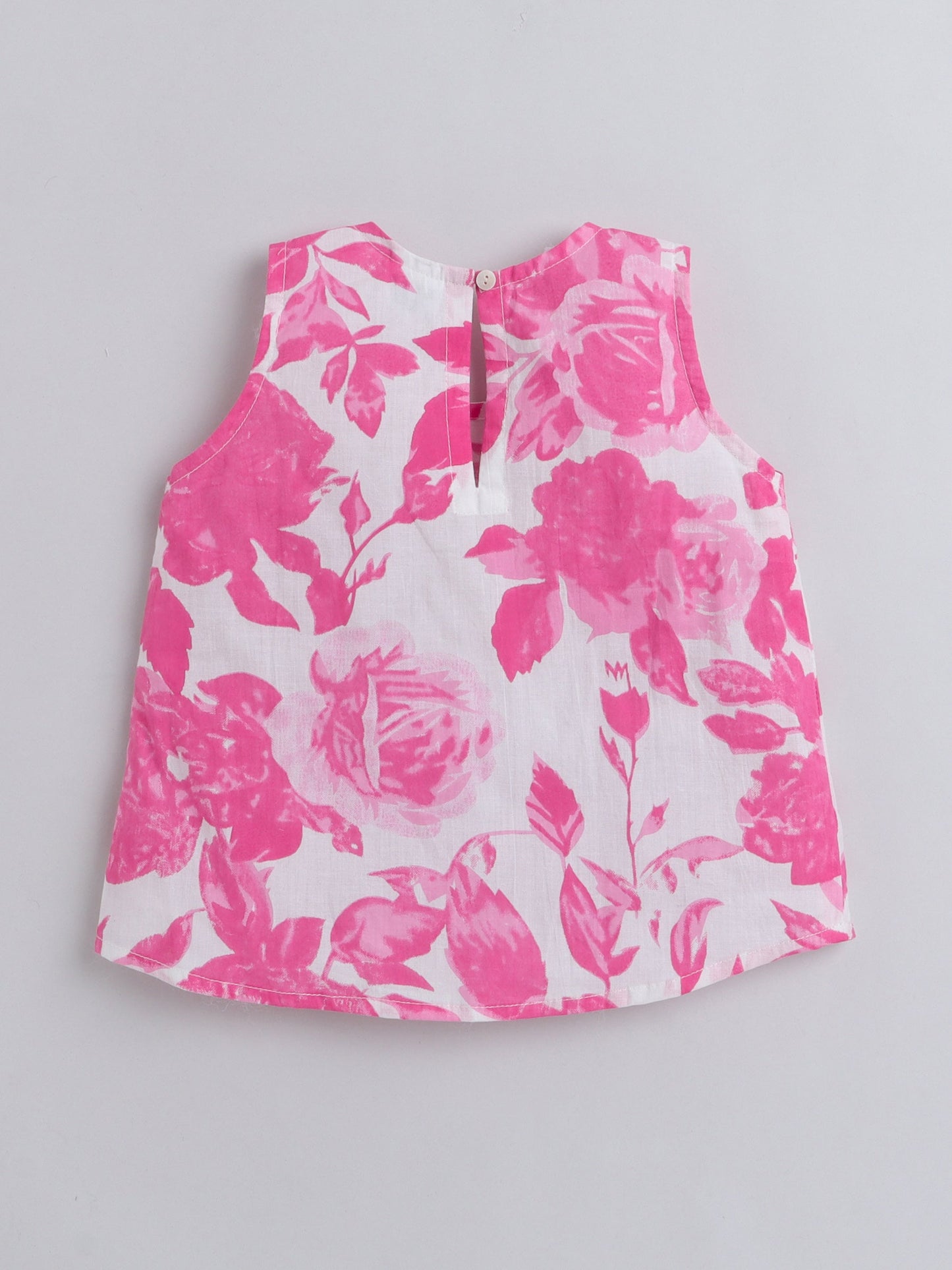 The Magic Wand Hand Block Printed Sleeveless Top and Shorts Night Wear Lounge Wear Set For Girls Pink