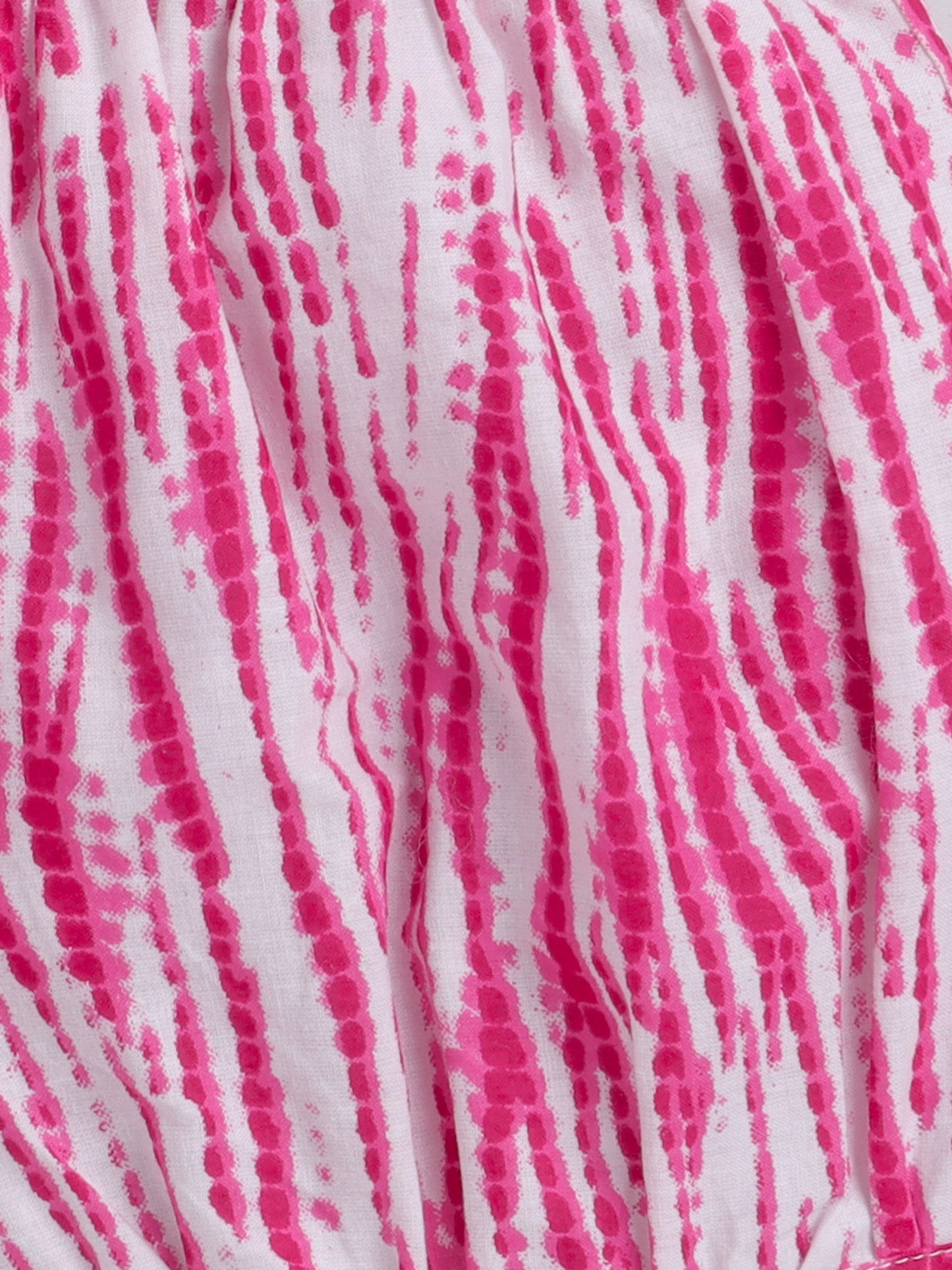 The Magic Wand Hand Block Printed Sleeveless Top and Shorts Night Wear Lounge Wear Set For Girls Pink