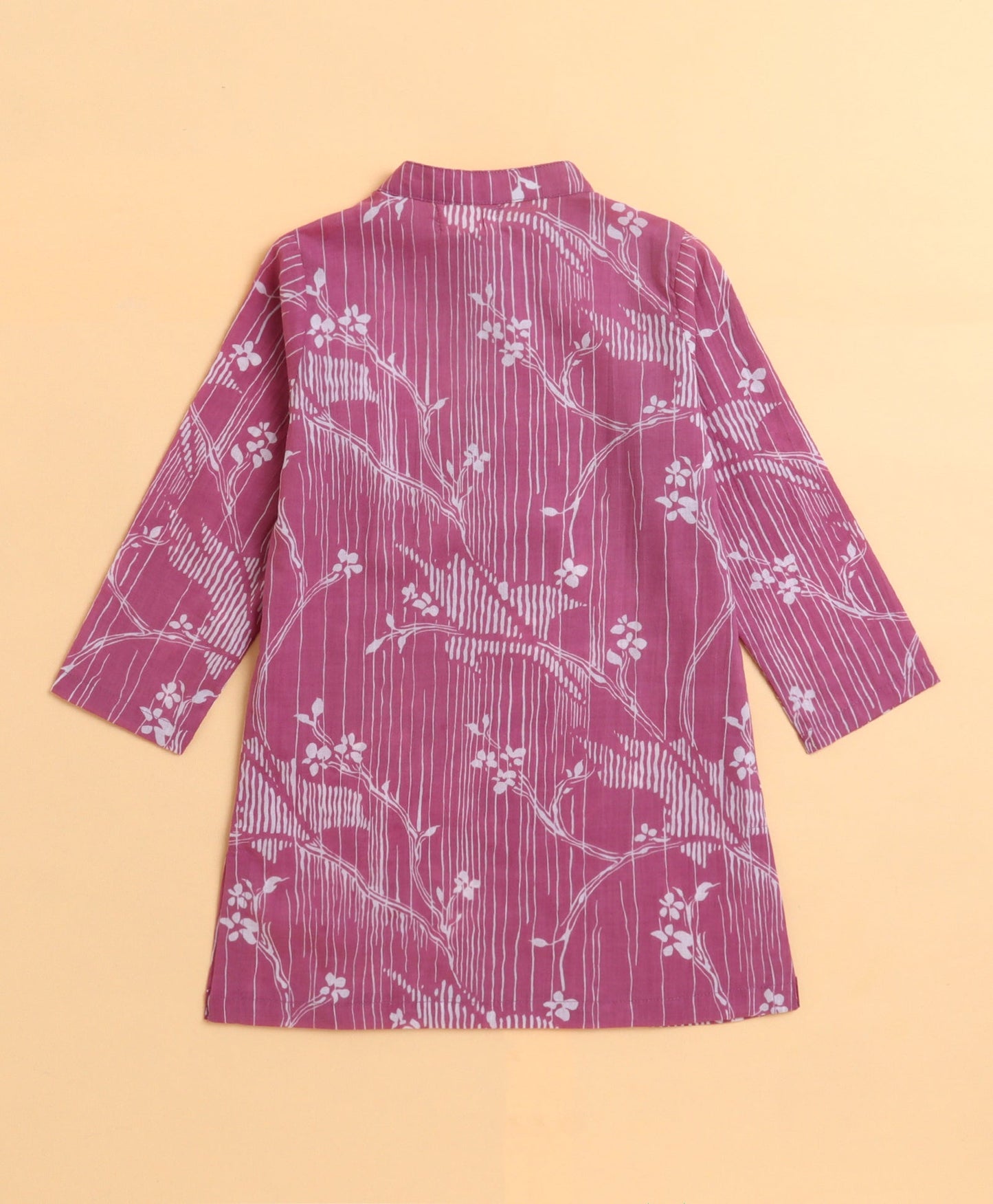 Cambric Cotton Full Sleeves Printed Kurta Pyjama Set - Pink