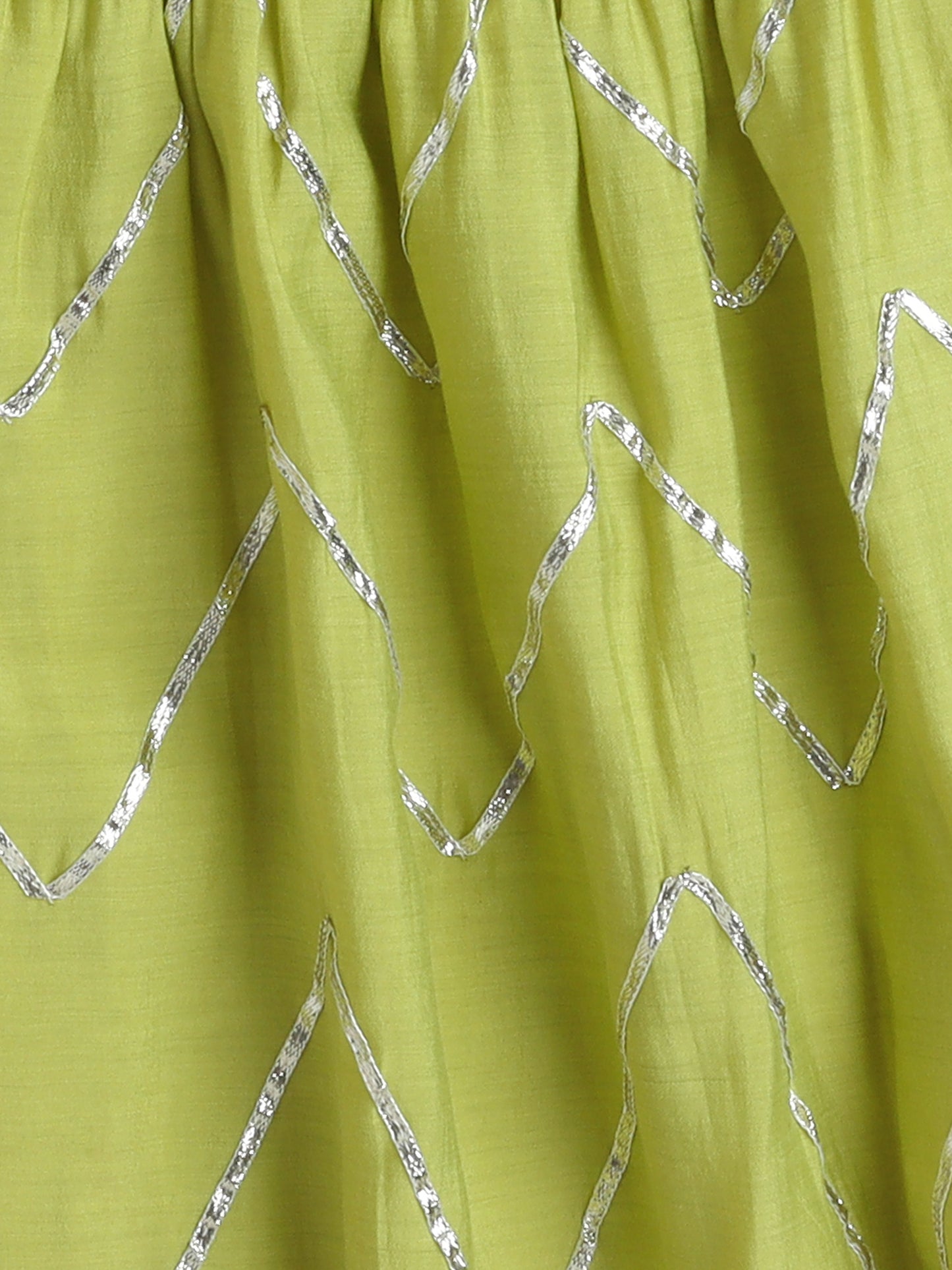 Half Sleeves Solid Print Kurta with Lace Embellishment and Palazzo Set- Green