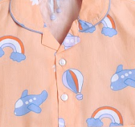 Half Sleeves Rainbow Printed Night Suit Set Peach