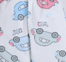 Half  Sleeves Car Printed Night Suit Set White